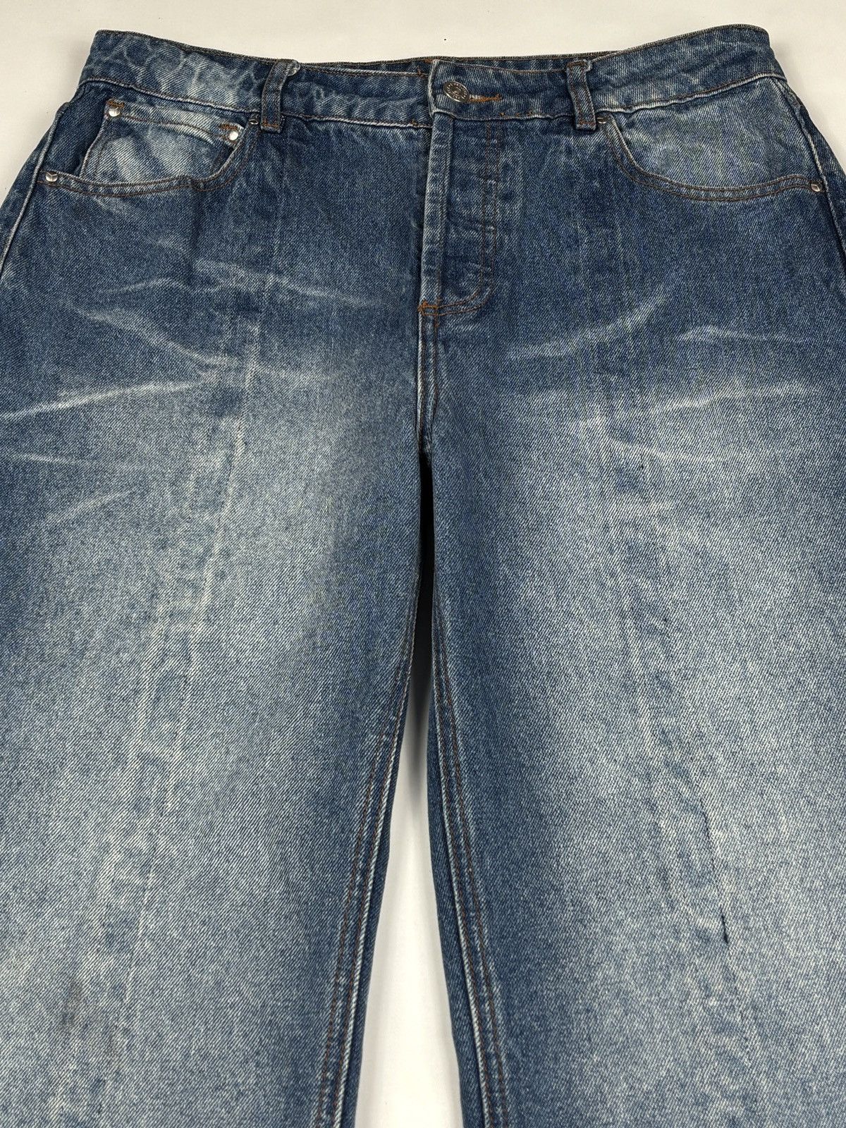 Y/Project Distressed Blue Wash Baggy Fit Denim Jeans Size US 32 / EU 48 - 2 Thumbnail
