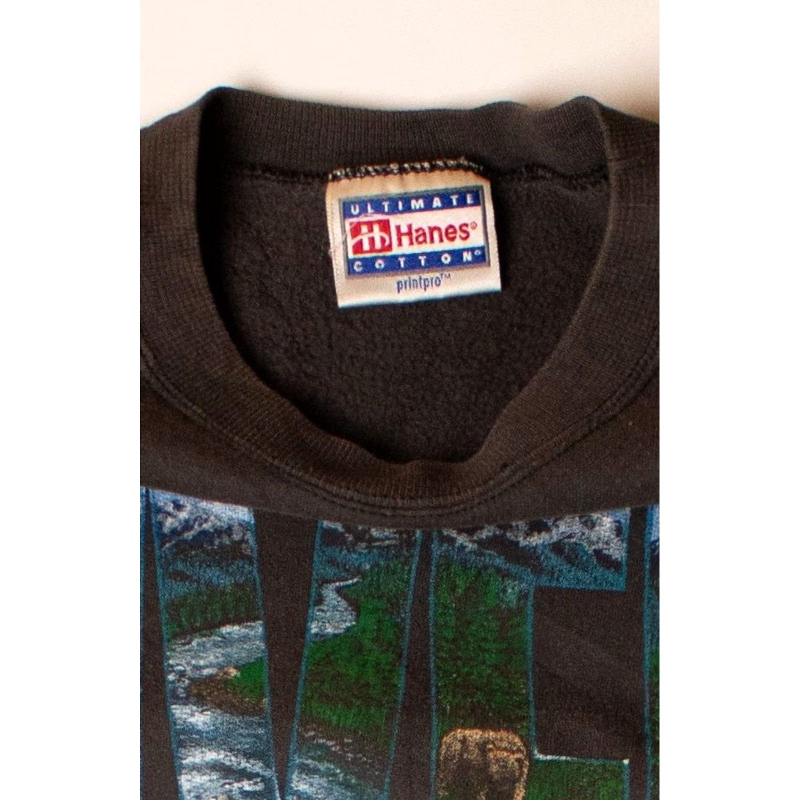 Hanes VINTAGE River Sweatshirt Hanes Black X-Large 1990s Polyester Cotton Mens Size US XL / EU 56 / 4 - 3 Thumbnail