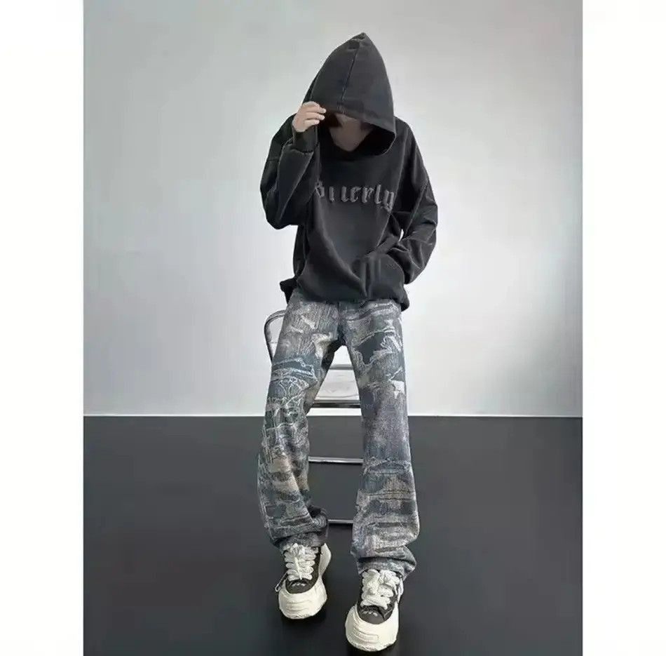 Japanese Brand American High Street Personality Full print Washed Jeans Size US 32 / EU 48 - 4 Thumbnail