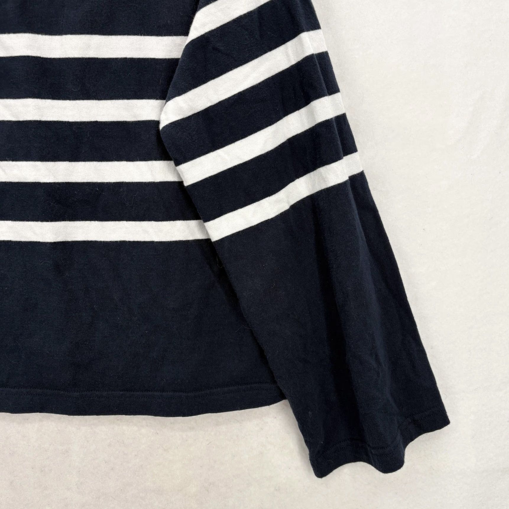 Faherty Faherty Shirt Womens Medium Navy White Stripe Boat Neck Cotton Top Nautical Size M / US 6-8 / IT 42-44 - 3 Thumbnail