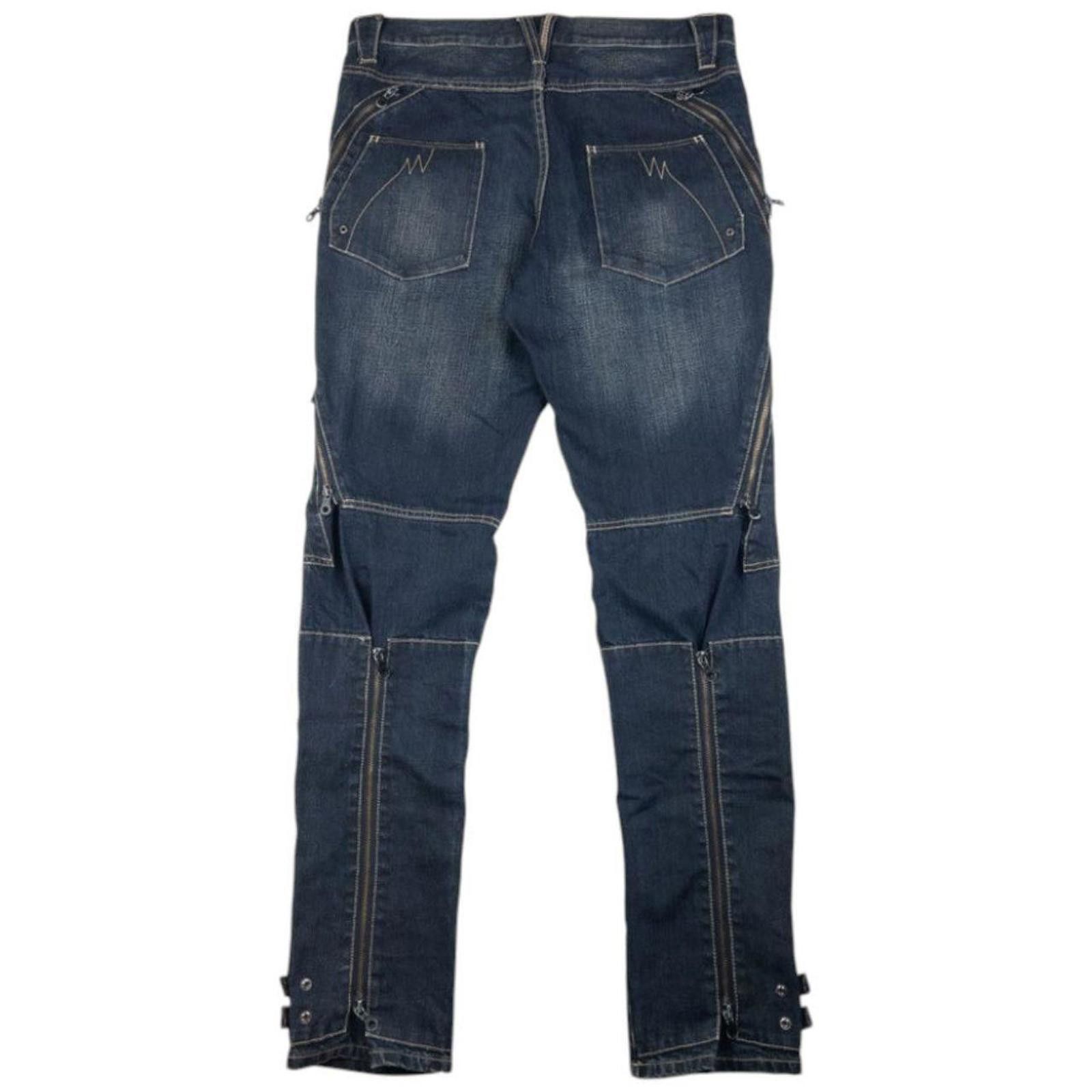 Other Vintage PPFM Multi Zip Denim Jeans Size W35 Size US 35 - 3 Thumbnail