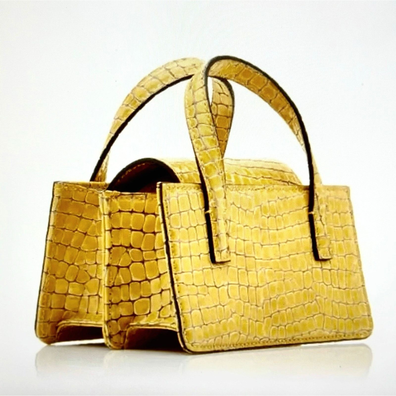 Other Marge Sherwood Croc Skin Square Top Handbag Crossbody Yellow Size ONE SIZE - 2 Thumbnail