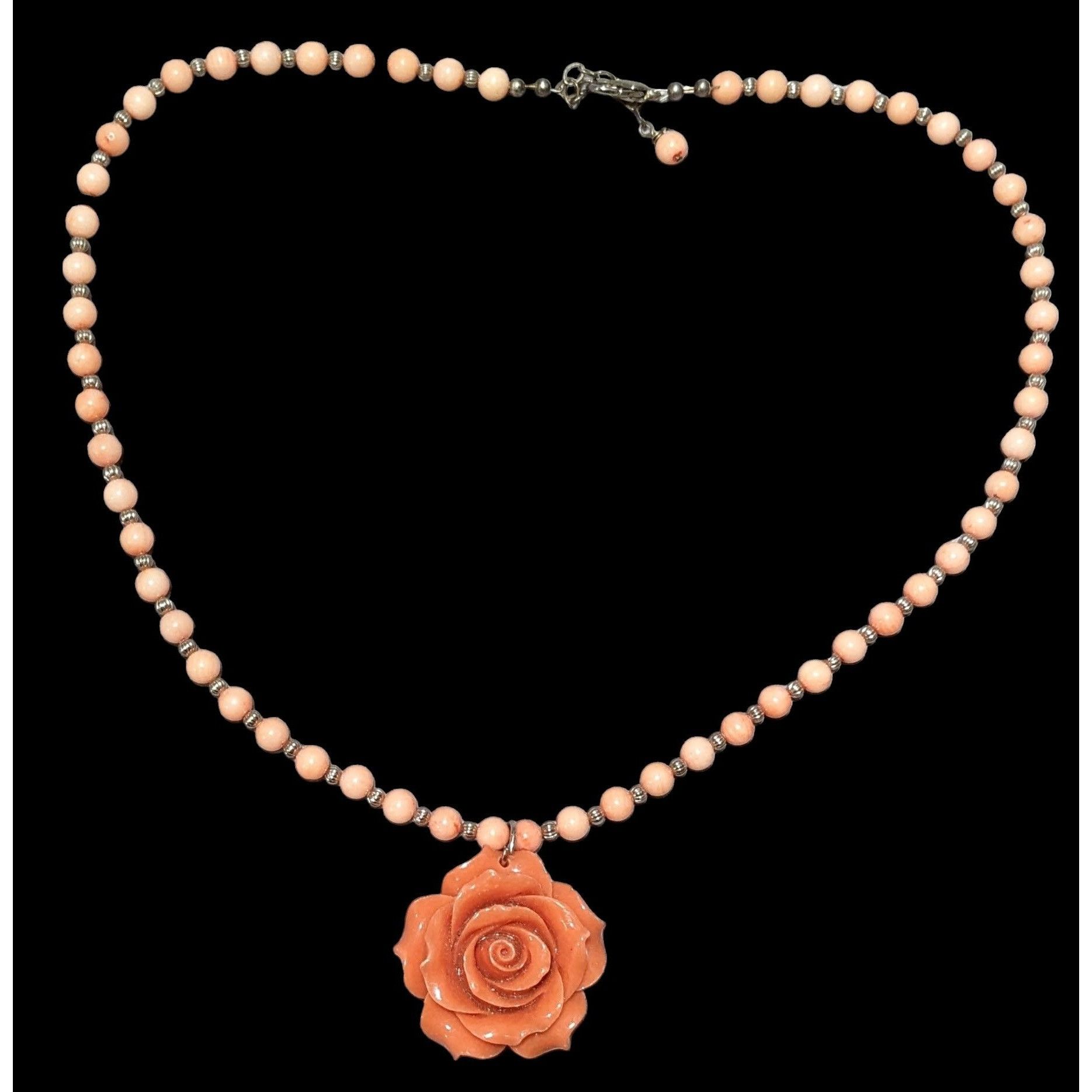 Other Retro Cottagecore Pink Beaded Floral Pendant Necklace Size ONE SIZE - 1 Thumbnail