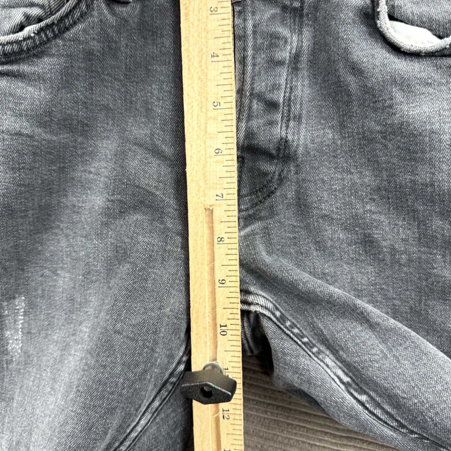 Allsaints AllSaints Jeans Men 30/26 Gray Cotton Button Fly Distressed Designer Regular Straight Tapered 30in 26in Inseam Mens Size US 30 / EU 46 - 6 Thumbnail