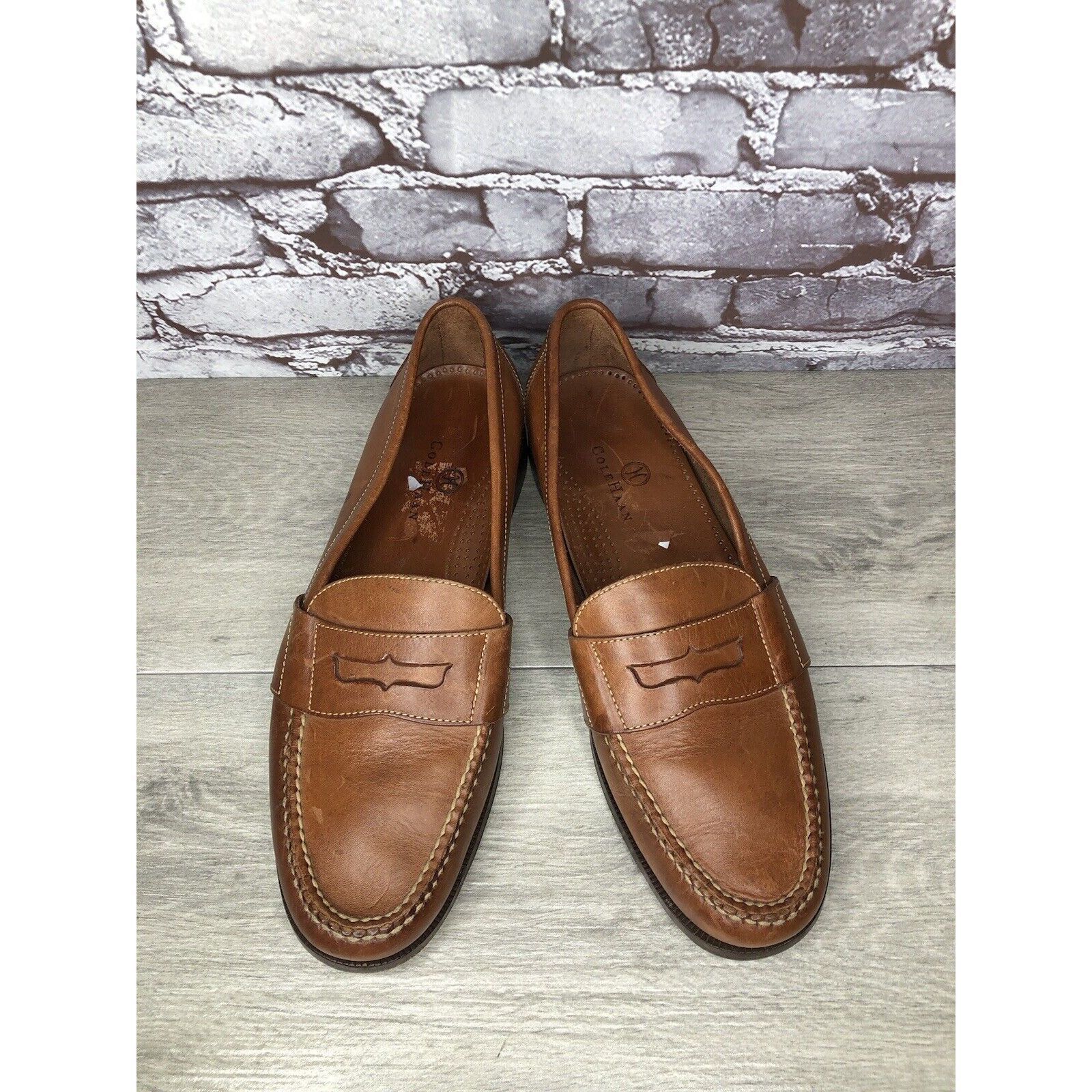 Cole Haan Cole Haan Brown Leather Slip On Penny Loafers Dress Shoes Me Size US 13 / EU 46 - 16 Thumbnail