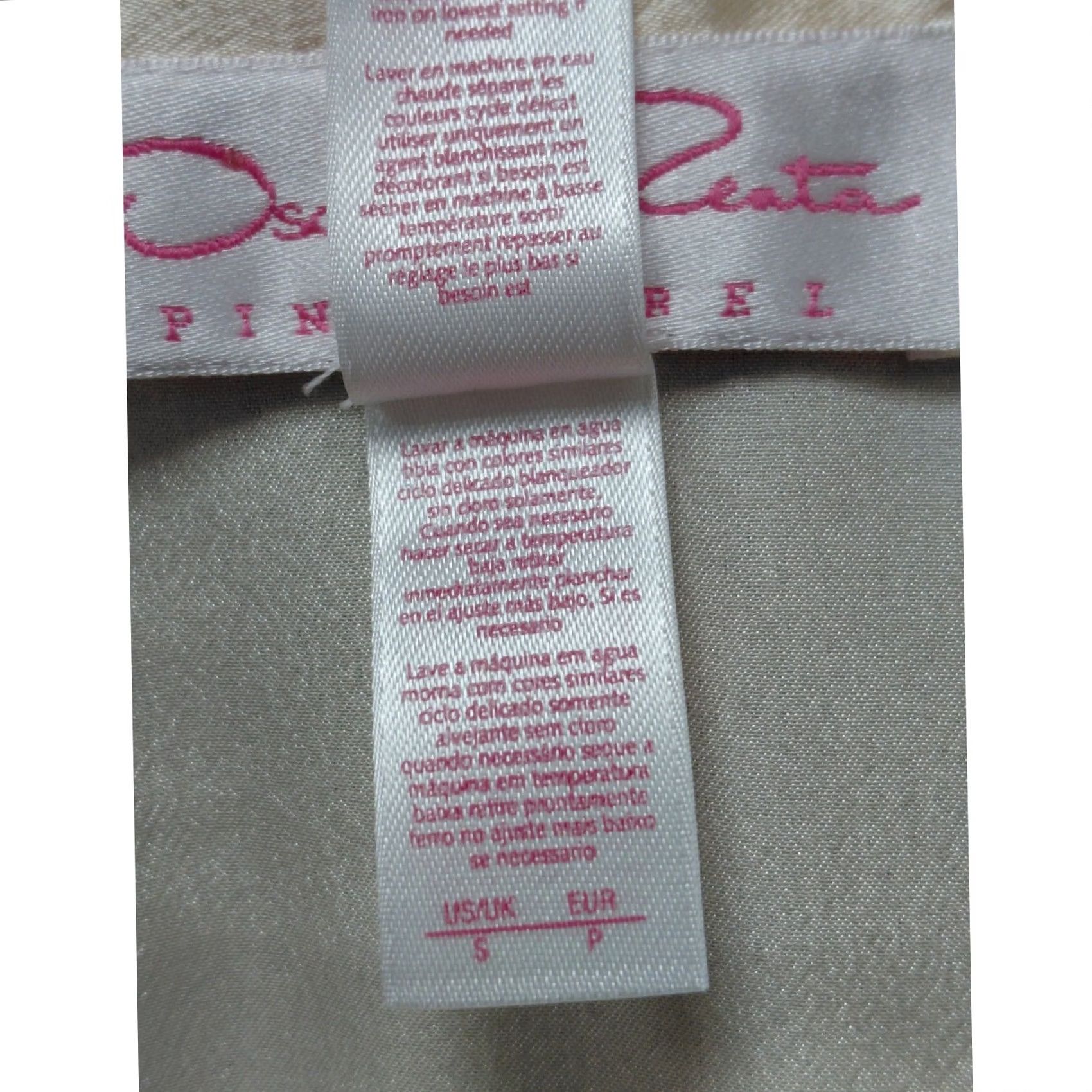 Vintage Oscar de la Renta Pink Label Satin Lace Robe Kimono Style Cream 3/4 Sleeve Belted Open Front V-Neck Lounge Womens S Size ONE SIZE - 5 Thumbnail