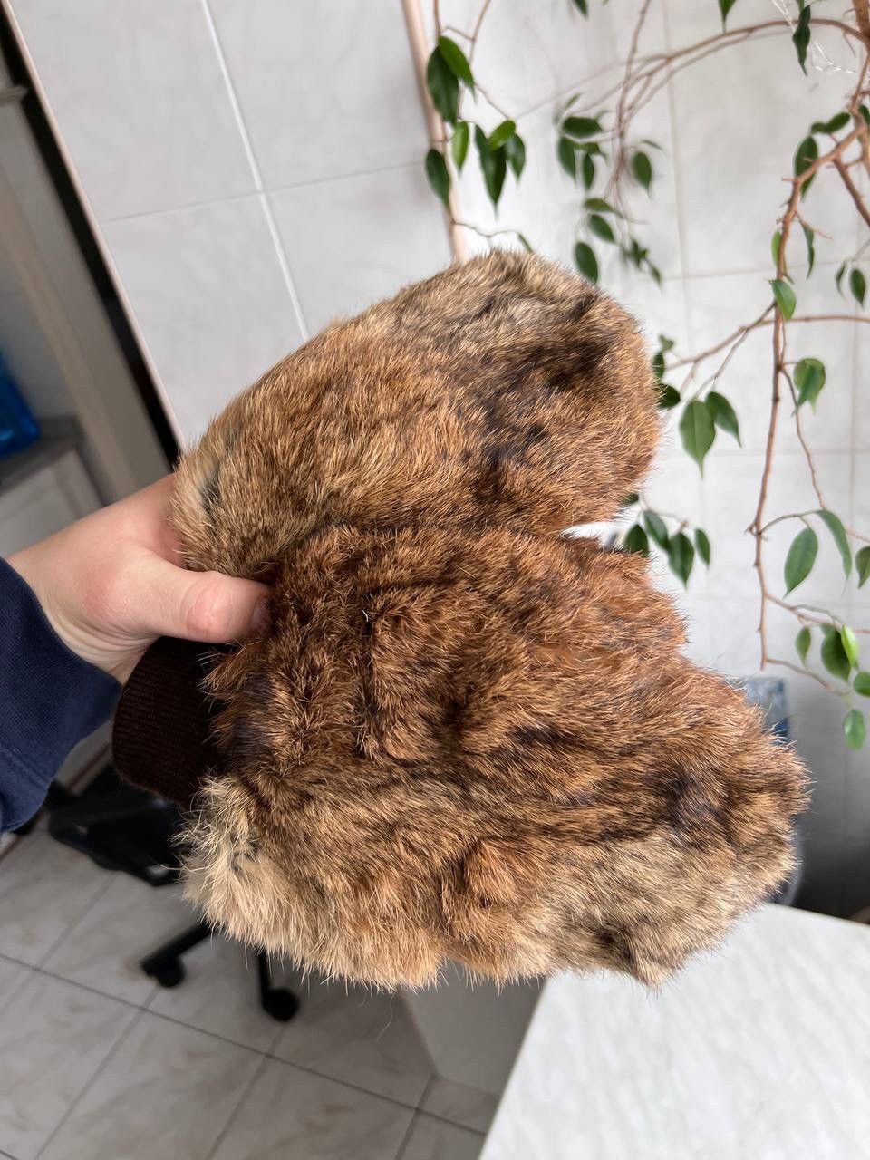 Japanese Brand Vintage 80’s Real Fur Leather Avant Garde y2k Brown Gloves Size ONE SIZE - 7 Thumbnail