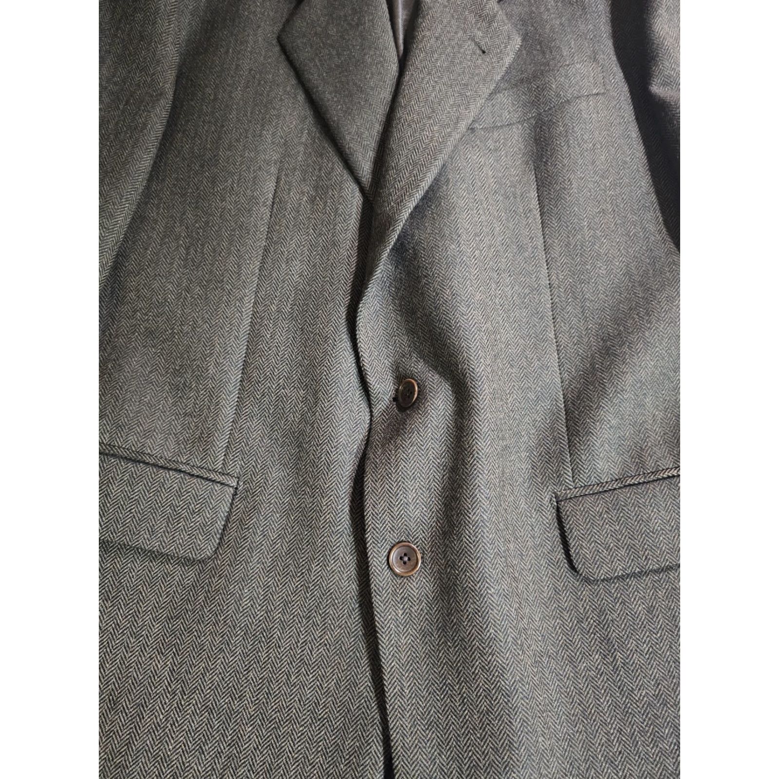 Lubiam VINTAGE Lubiam 1911 Herringbone Cashmere Lana Wool Blend Blazer/Sport Coat Mens Sz 44 Lg Brown Size 44R - 6 Thumbnail