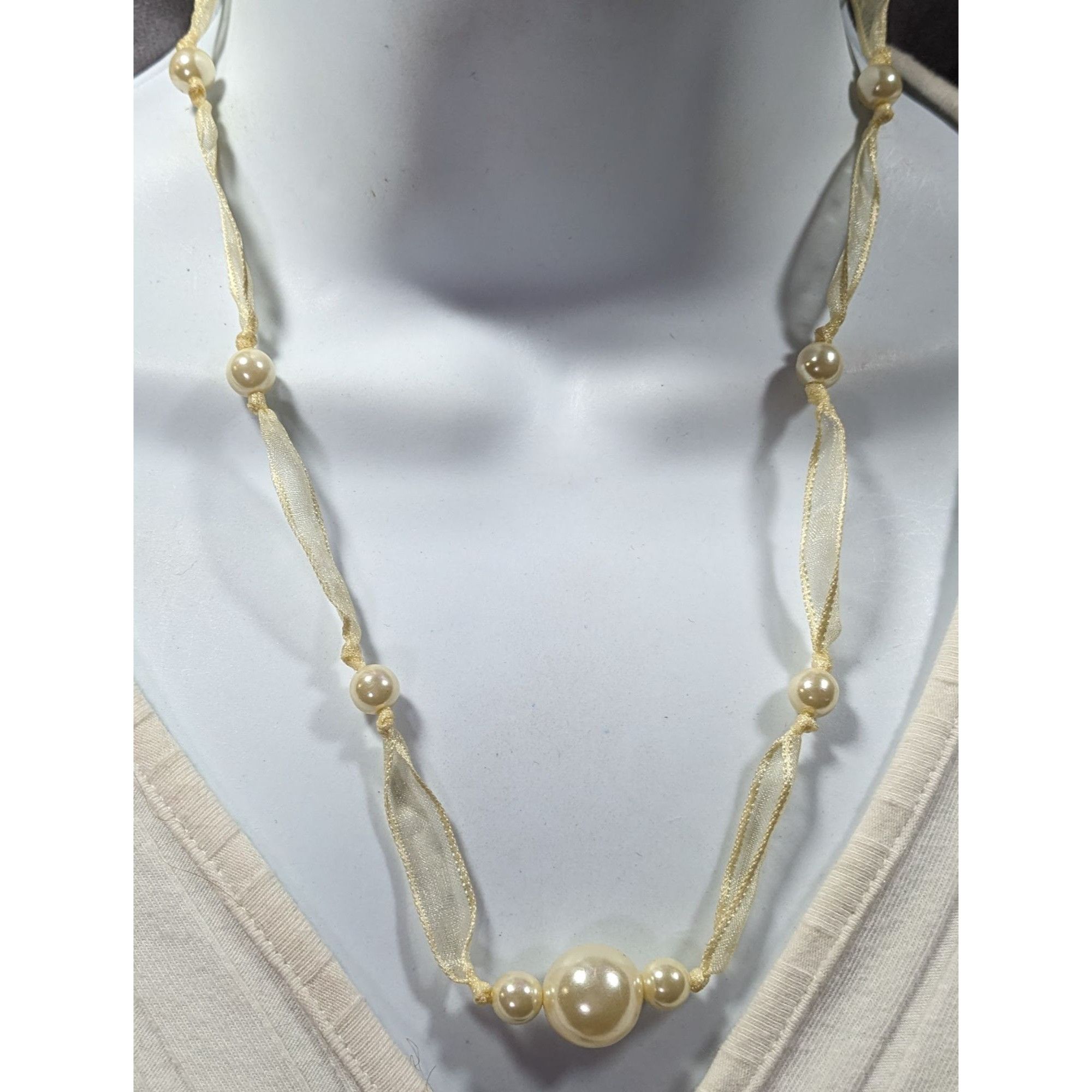 Other Coquette Pearl Ribbon Tie On Station Necklace Size ONE SIZE - 6 Thumbnail
