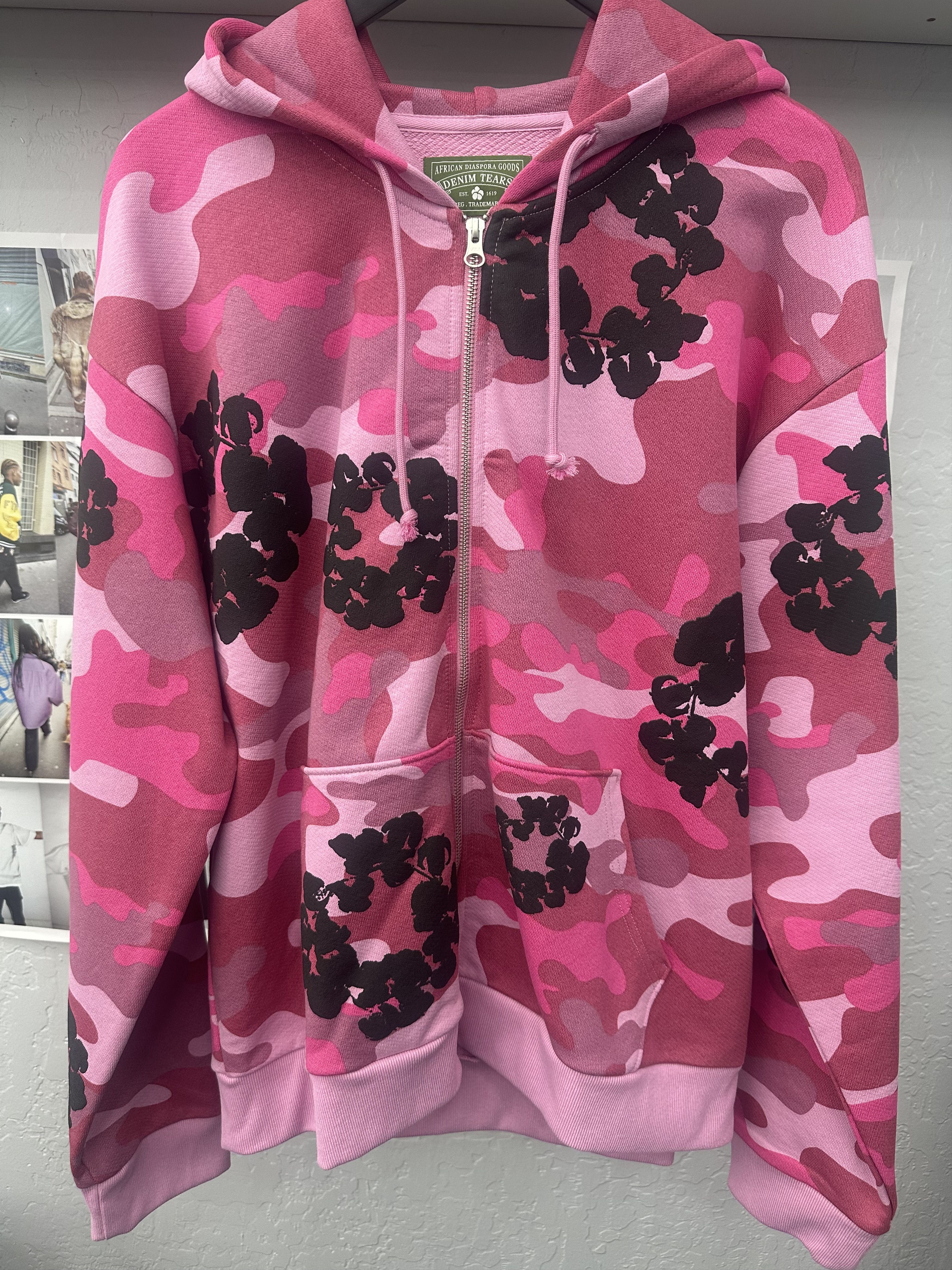 Denim Tears Camouflage Zip Up Hoodie Pink