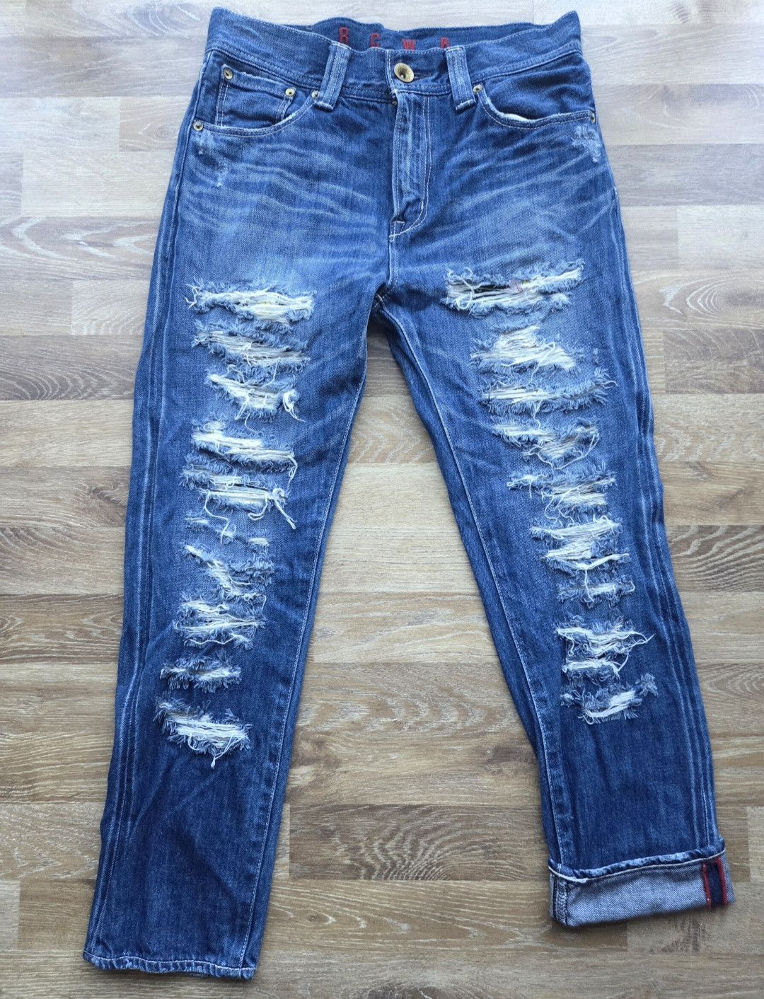 Japanese Brand Distressed Ripped Off RCWB Rodeo Crowns Red Selvedge Denim Size US 30 / EU 46 - 1 Thumbnail