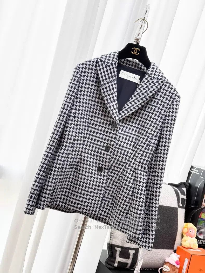 Dior Dior Thousand-bird check waisted suit jacket Size XS / US 0-2 / IT 36-38 - 1 Thumbnail