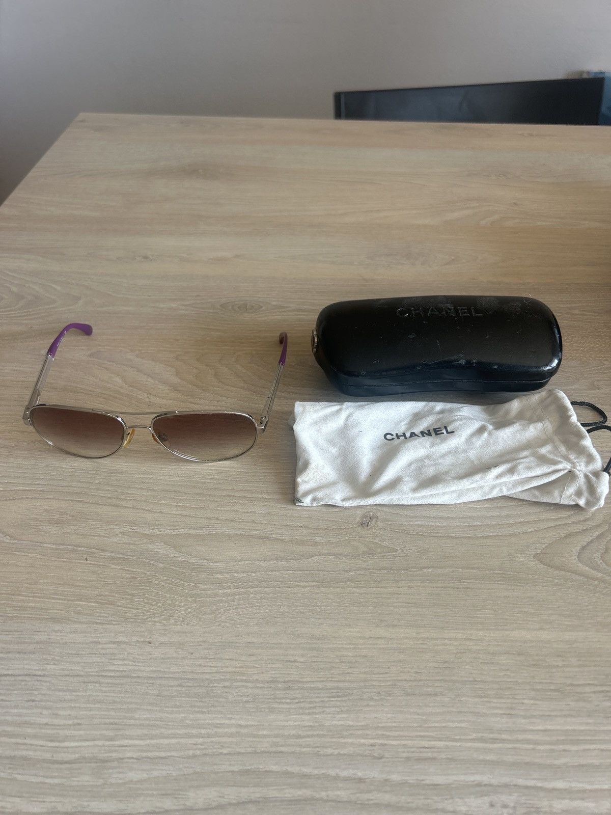 Chanel Silver/Purple Gradient 4179 Miroir Aviator Sunglasses Size ONE SIZE - 10 Thumbnail