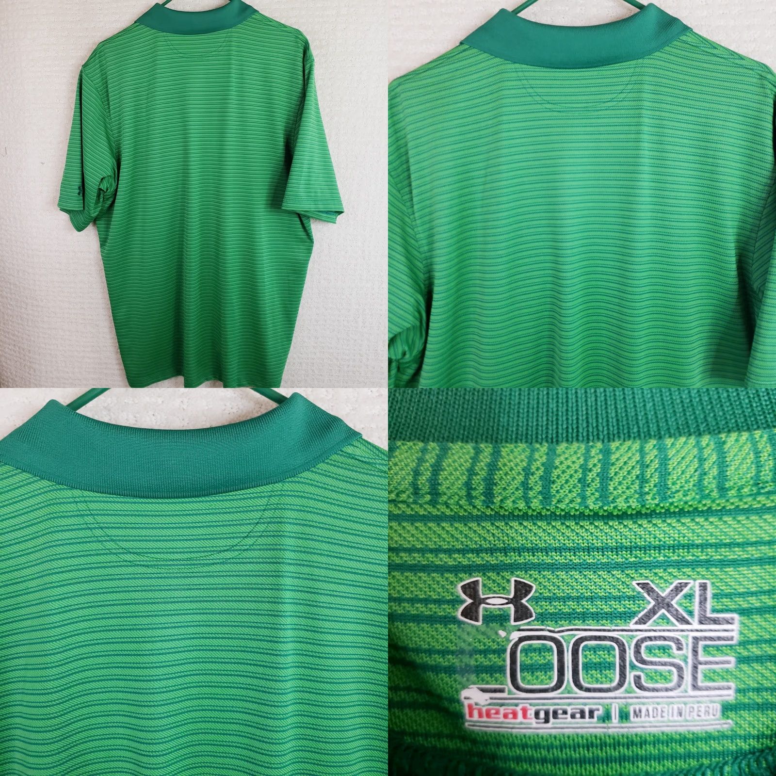 Under Armour Under Armour Men’s XL Heat Gear Polo Shirt Loose The Playoff Polo Kelly Green Striped Golf Shirt Size US XL / EU 56 / 4 - 8 Thumbnail