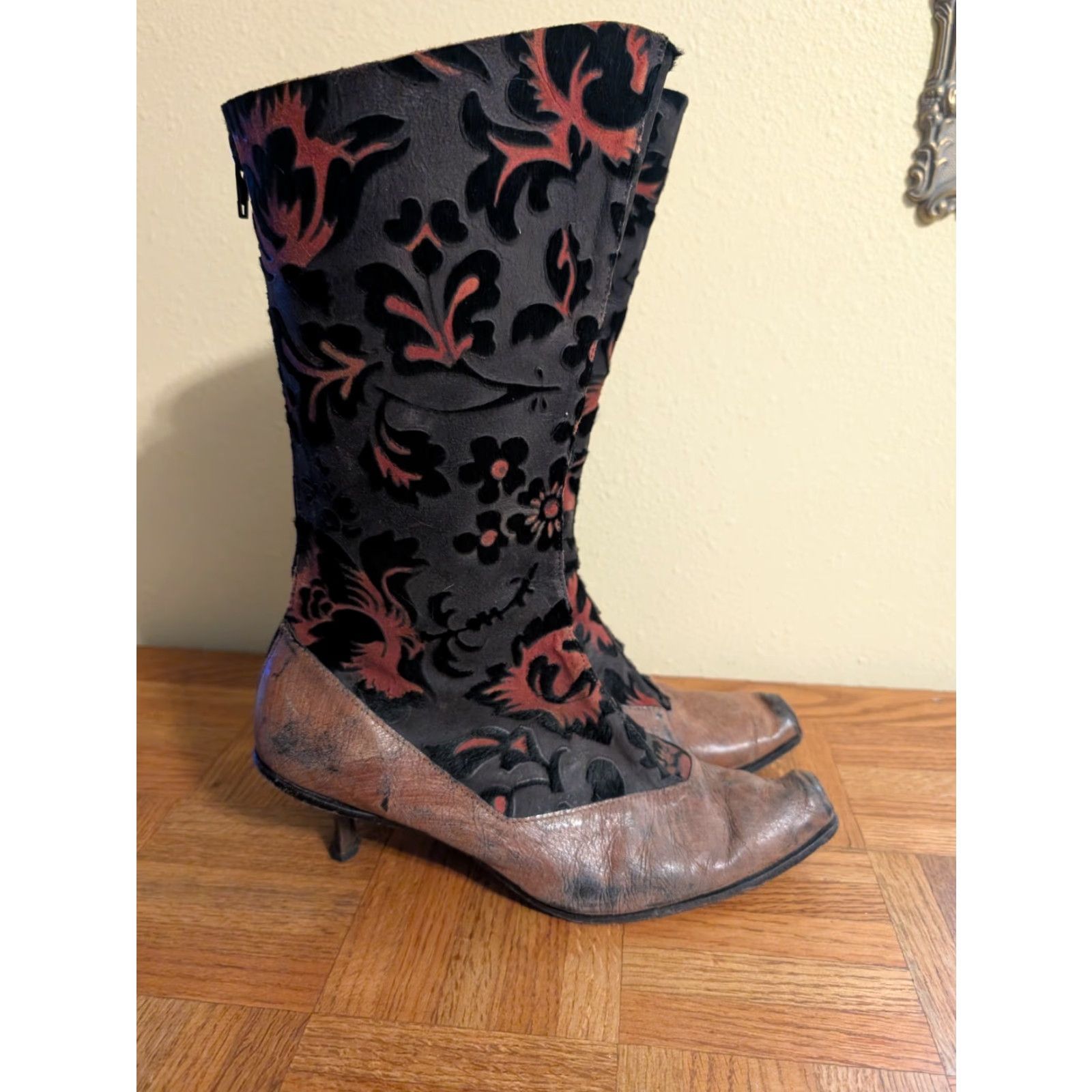 Vintage VINTAGE CYDWOQ Handel Boots Women 9.5 39.5 maroon Leather Heeled Boots USA 90s? Size US 10 / IT 40 - 5 Thumbnail