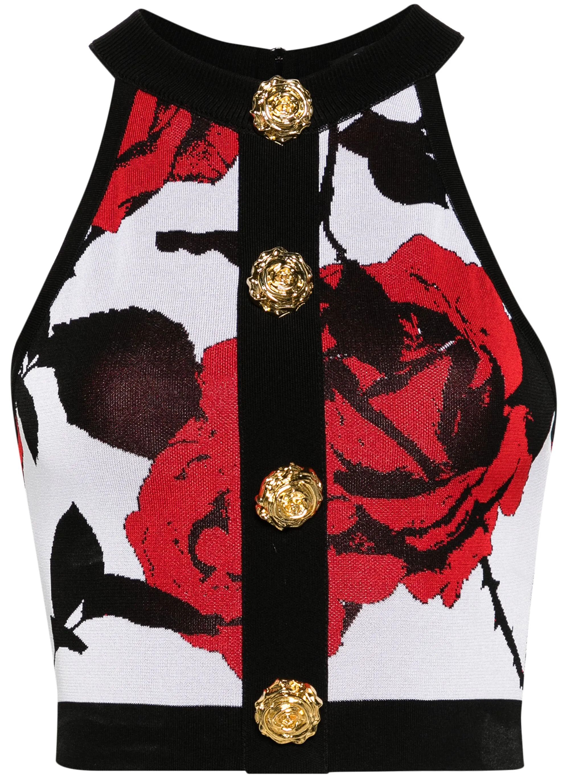 Balmain o1y0625 Crop Top in Multicolor Size M / US 6-8 / IT 42-44 - 1 Thumbnail