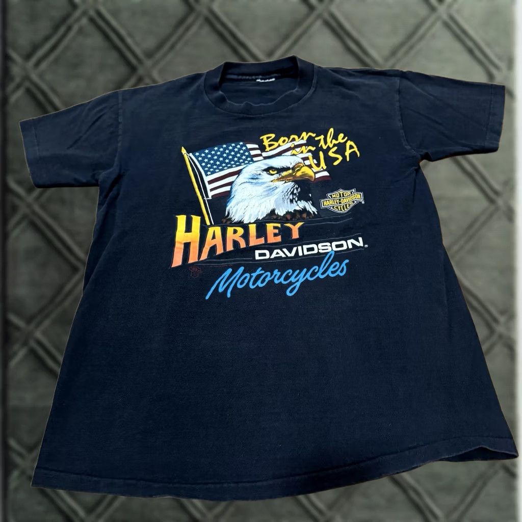 Harley Davidson Harley-Davidson T-Shirt Vintage Eagle Born In The USA 1986 Small Black Crew Neck Short Sleeve Mens Size US S / EU 44-46 / 1 - 1 Thumbnail