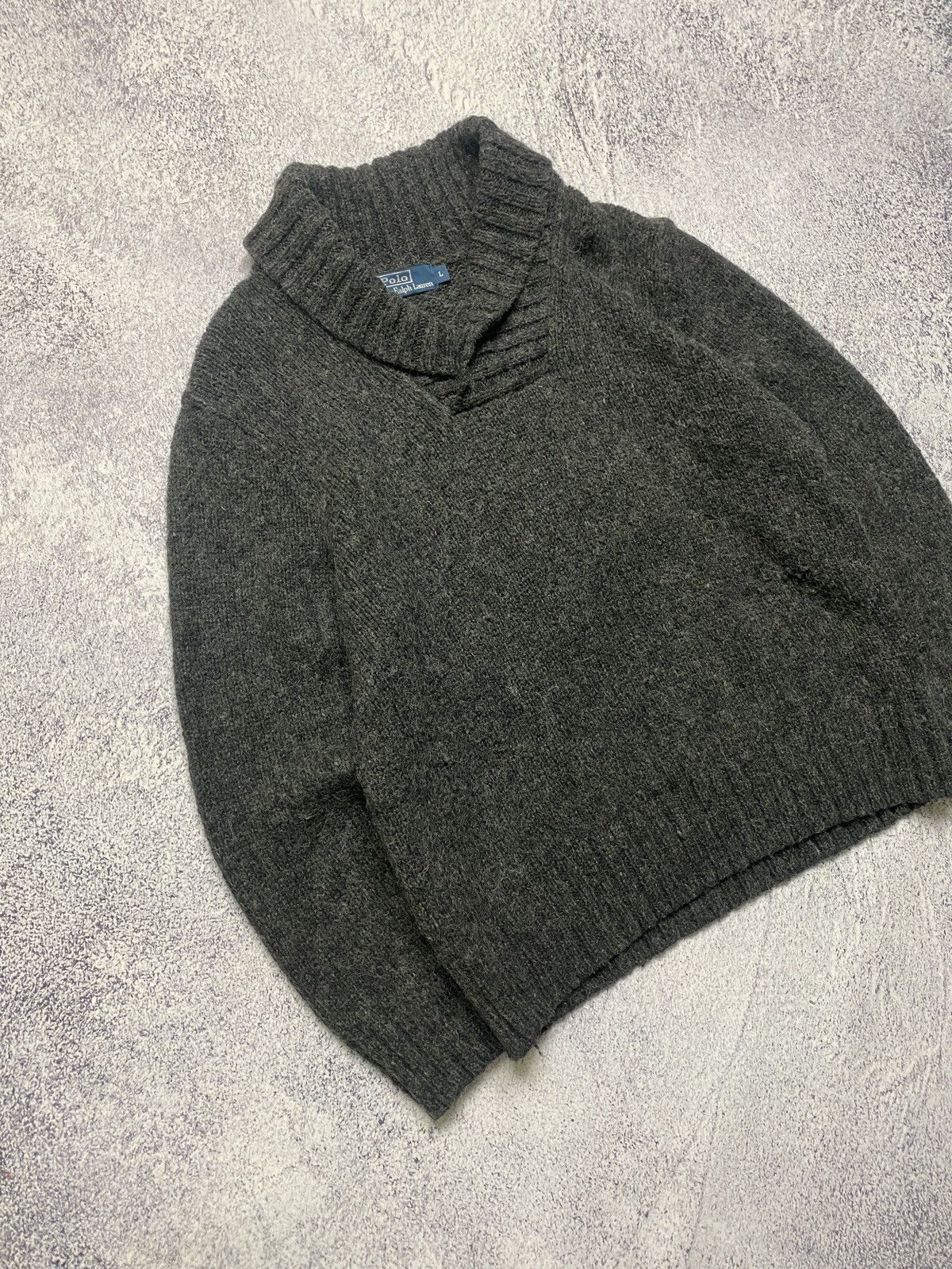 Ralph Lauren × Vintage Vintage Polo Ralph Lauren Wool Alpaca Knit Sweater Shawl Size US L / EU 52-54 / 3 - 3 Thumbnail