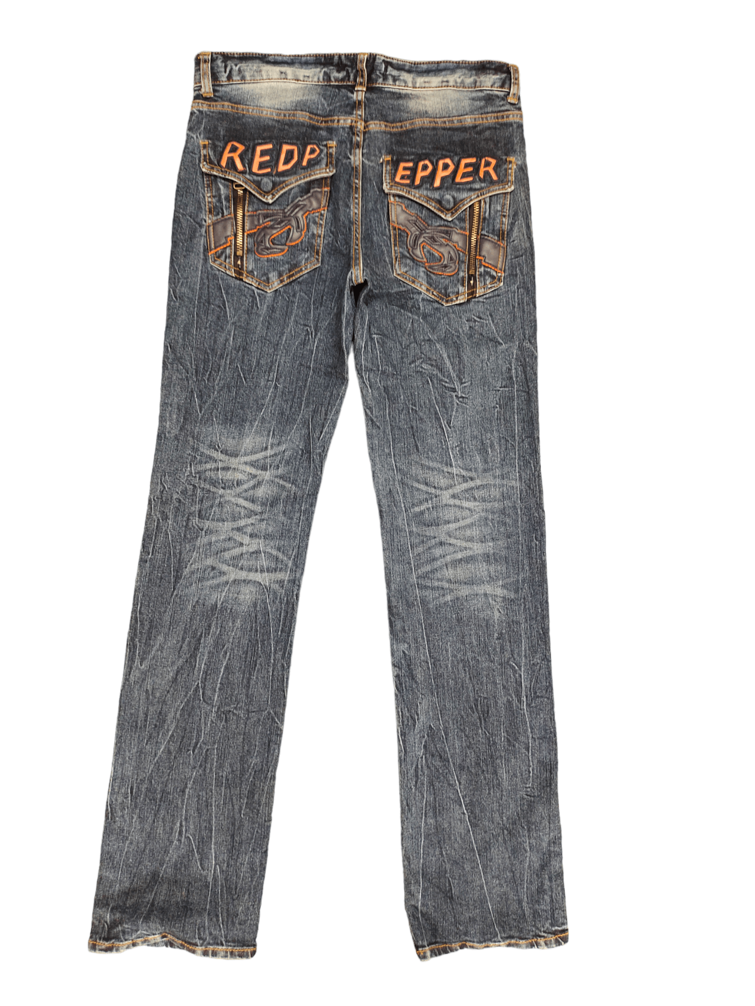 image of Red Pepper Spell Out Denim Jeans Y2K Ed Hardy Streetwear, Men's (Size 30)
