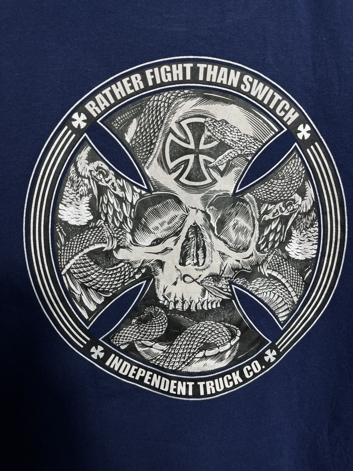 Independent Truck Co. INDEPENDENT FTS SKULL T-SHIRT Blue Cotton Mens Size US M / EU 48-50 / 2 - 8 Thumbnail