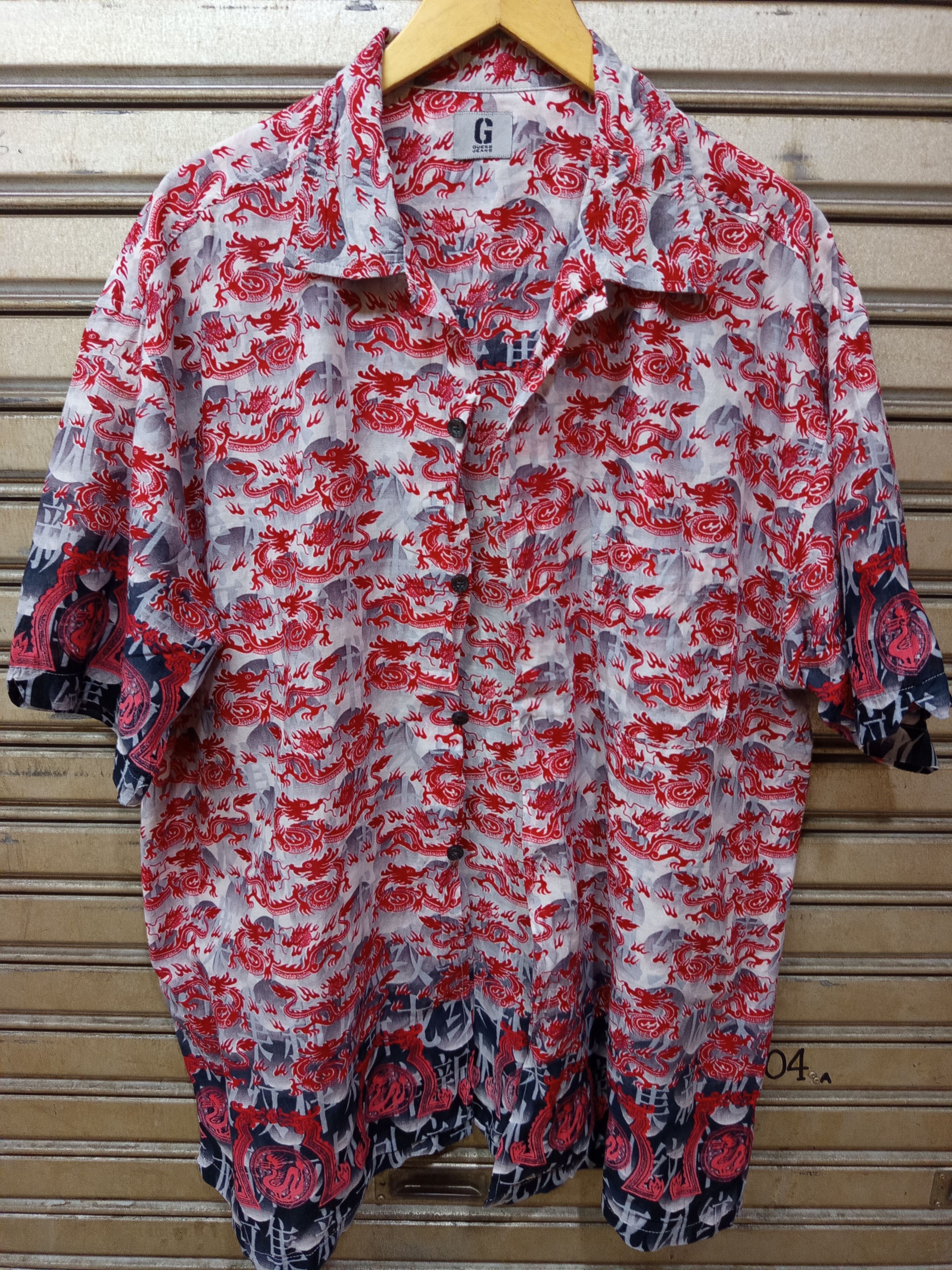 Guess Vintage Guess Jeans Dragon All Over Print Shirt Y2K Size US XL / EU 56 / 4 - 2 Thumbnail