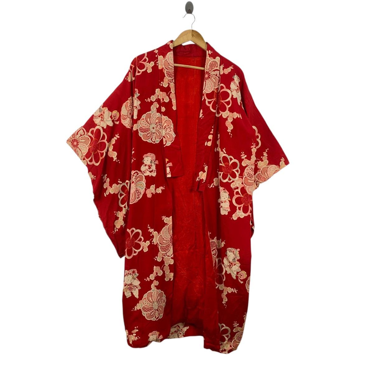 Vintage Vintage 70s KIMONO JAPAN FLORAL Pattern Red Traditional Size 3XL / US 20-22 - 1 Thumbnail