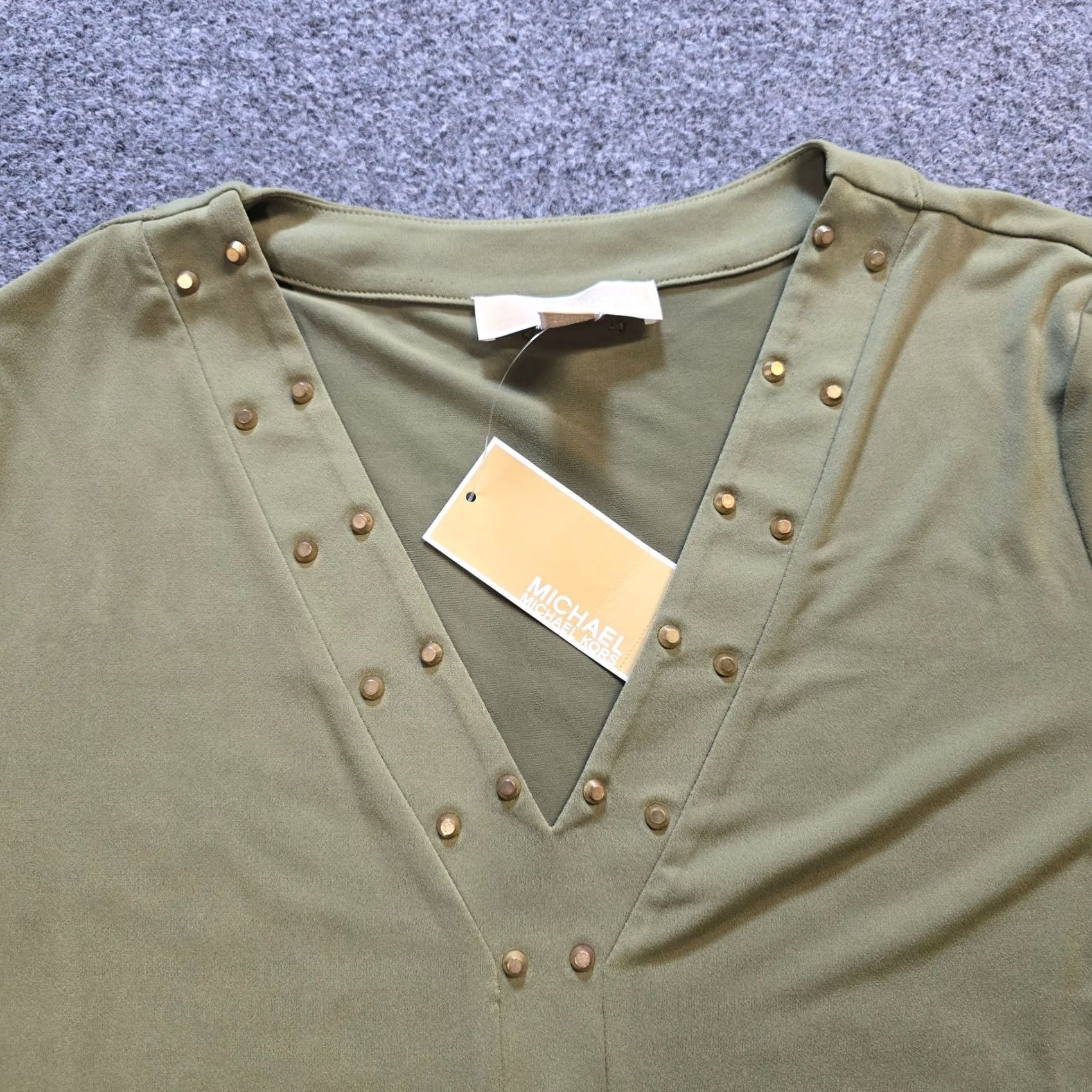 Michael Kors Michael Kors Top Womens Size XL Green Studded Stretchy Travel No Iron Casual Size XL / US 12-14 / IT 48-50 - 2 Thumbnail