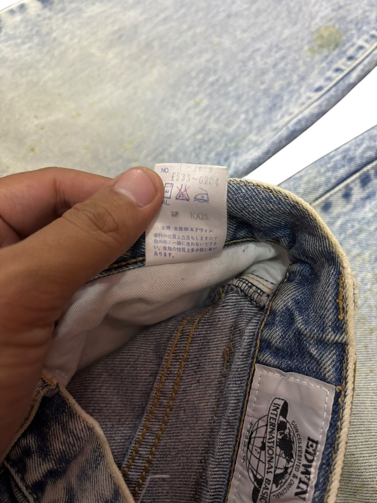 Edwin Vtg Edwin Japan 1415 Acid Washed Distressed Jeans Size US 33 - 9 Thumbnail