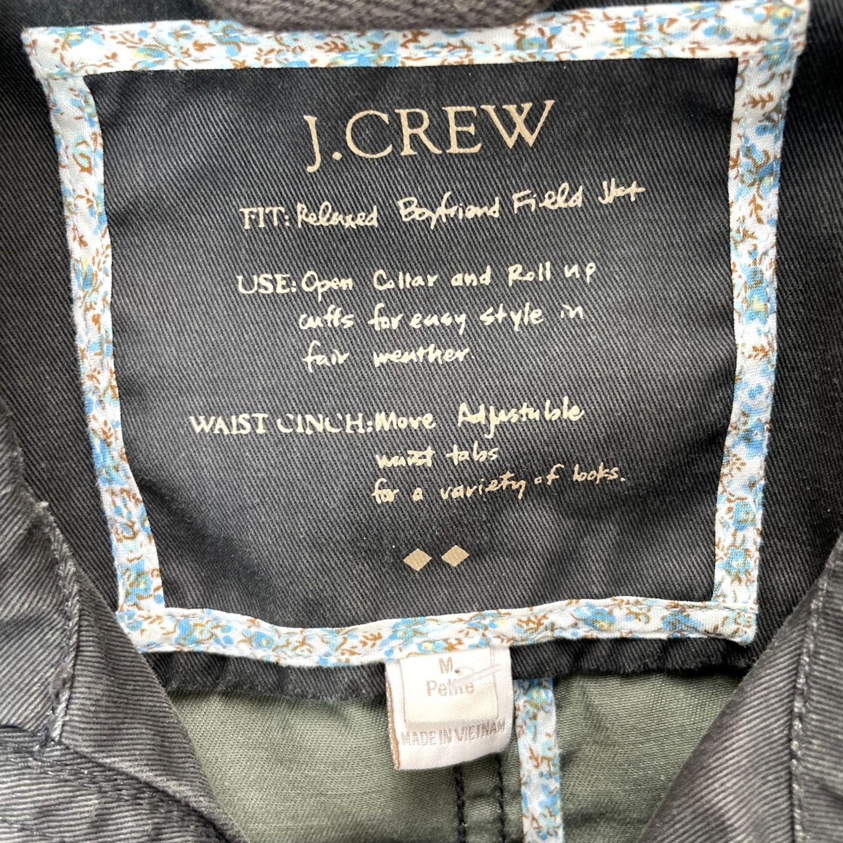 J.Crew J.CREW Military Jacket Womens Petite Medium Green Waxed Cotton With Zipper Pockets Full Zip Casual Workwear Field Coat Size M / US 6-8 / IT 42-44 - 3 Thumbnail