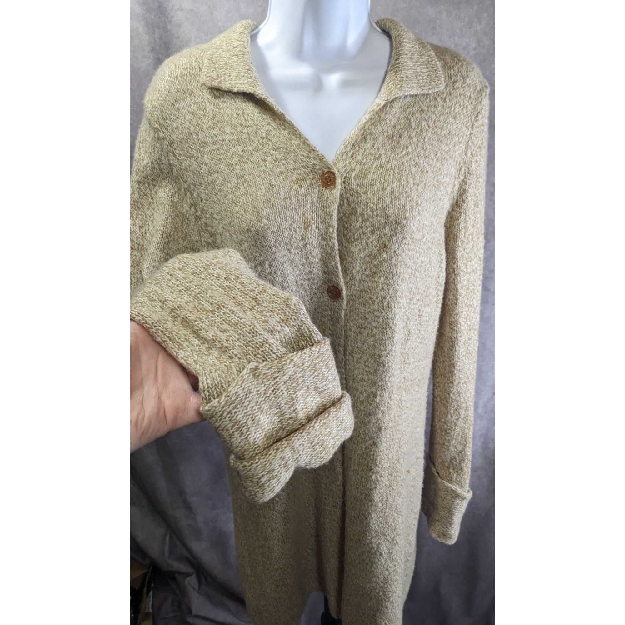 Calvin Klein Preppy Calvin Klein Longline Womens Beige Button-Down Cardig Size L / US 10 / IT 46 - 5 Thumbnail