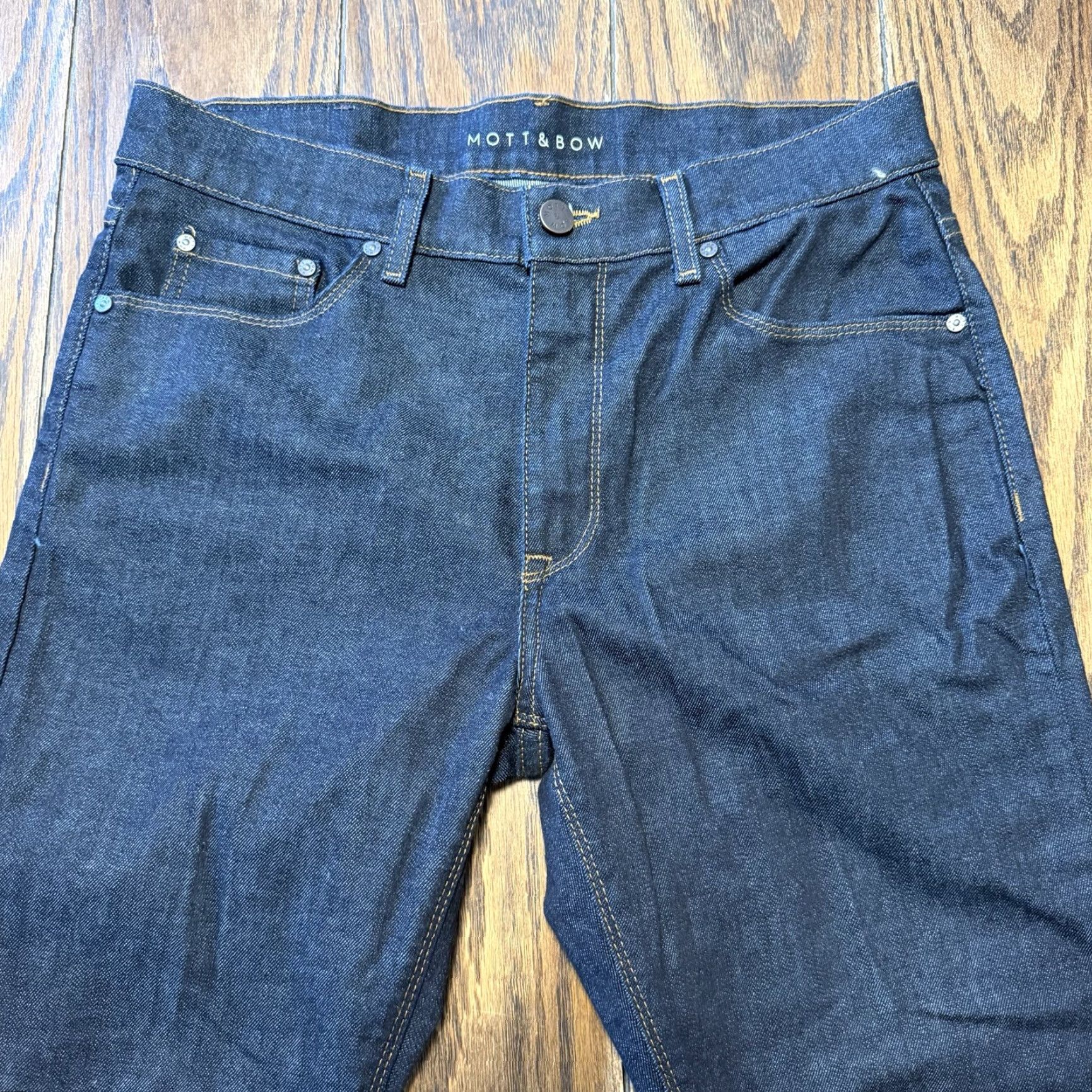 Mott & Bow Mott & Bow Jeans Mens 31x28 Slim Dark Blue Denim Stretch Skinny Straight 5-Pocket Logo City Preppy Mens Size US 31 - 3 Thumbnail