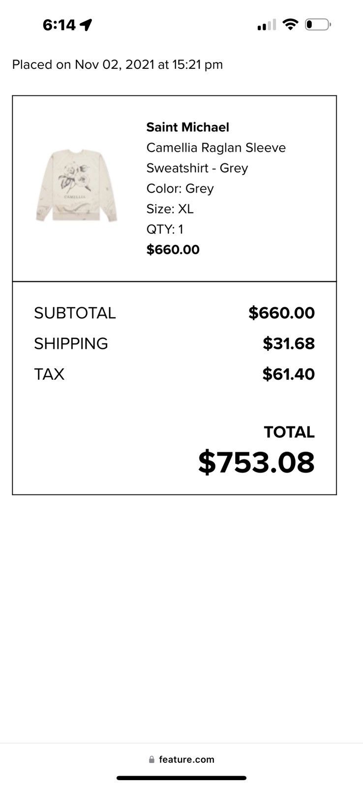 Saint Michael Saint Michael Camellia Raglan Sleeve Sweatshirt - Grey Size US XL / EU 56 / 4 - 9 Thumbnail