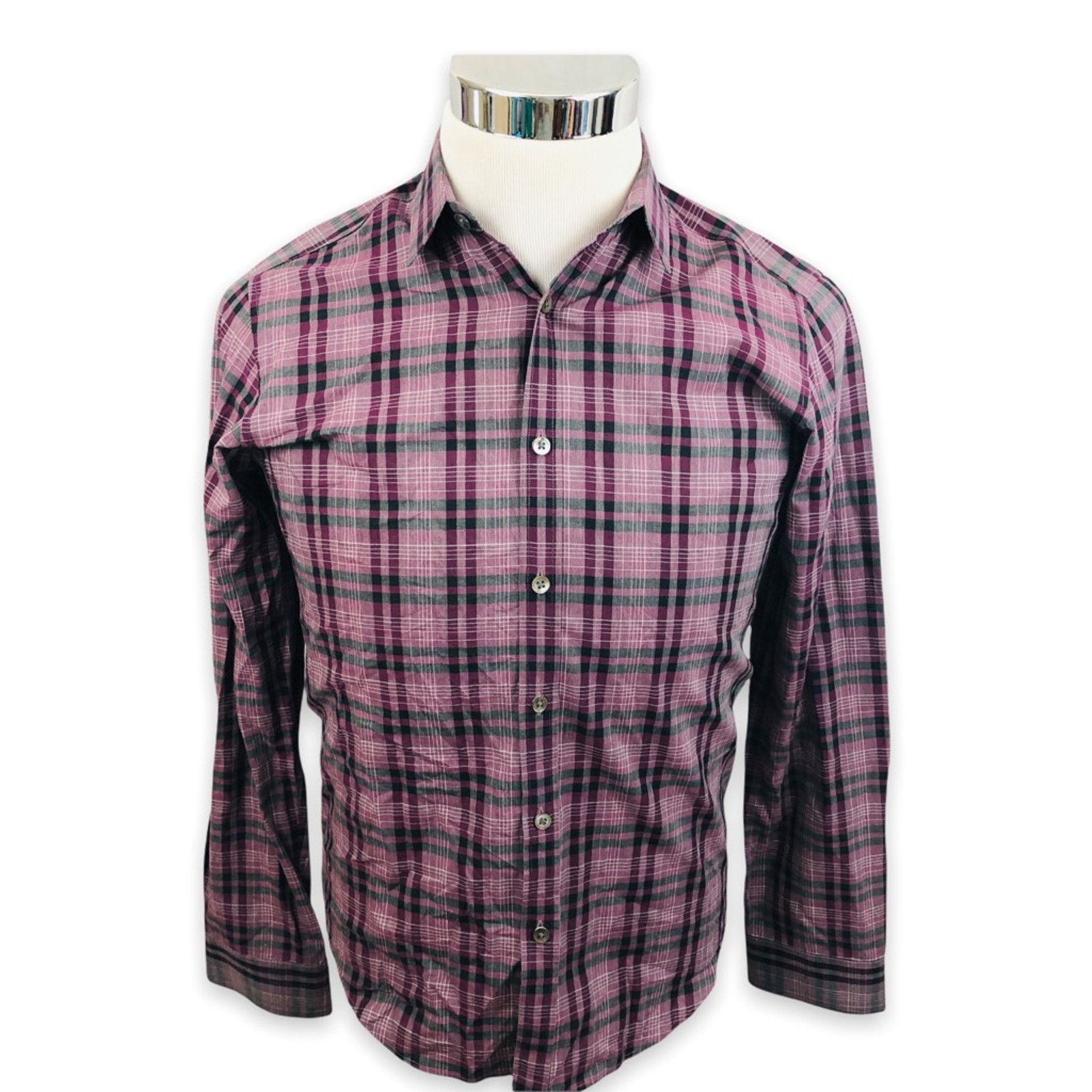 Theory Theory Button Front Shirt Purple Plaid Long Sleeve Collar XS Size US XS / EU 42 / 0 - 1 Thumbnail