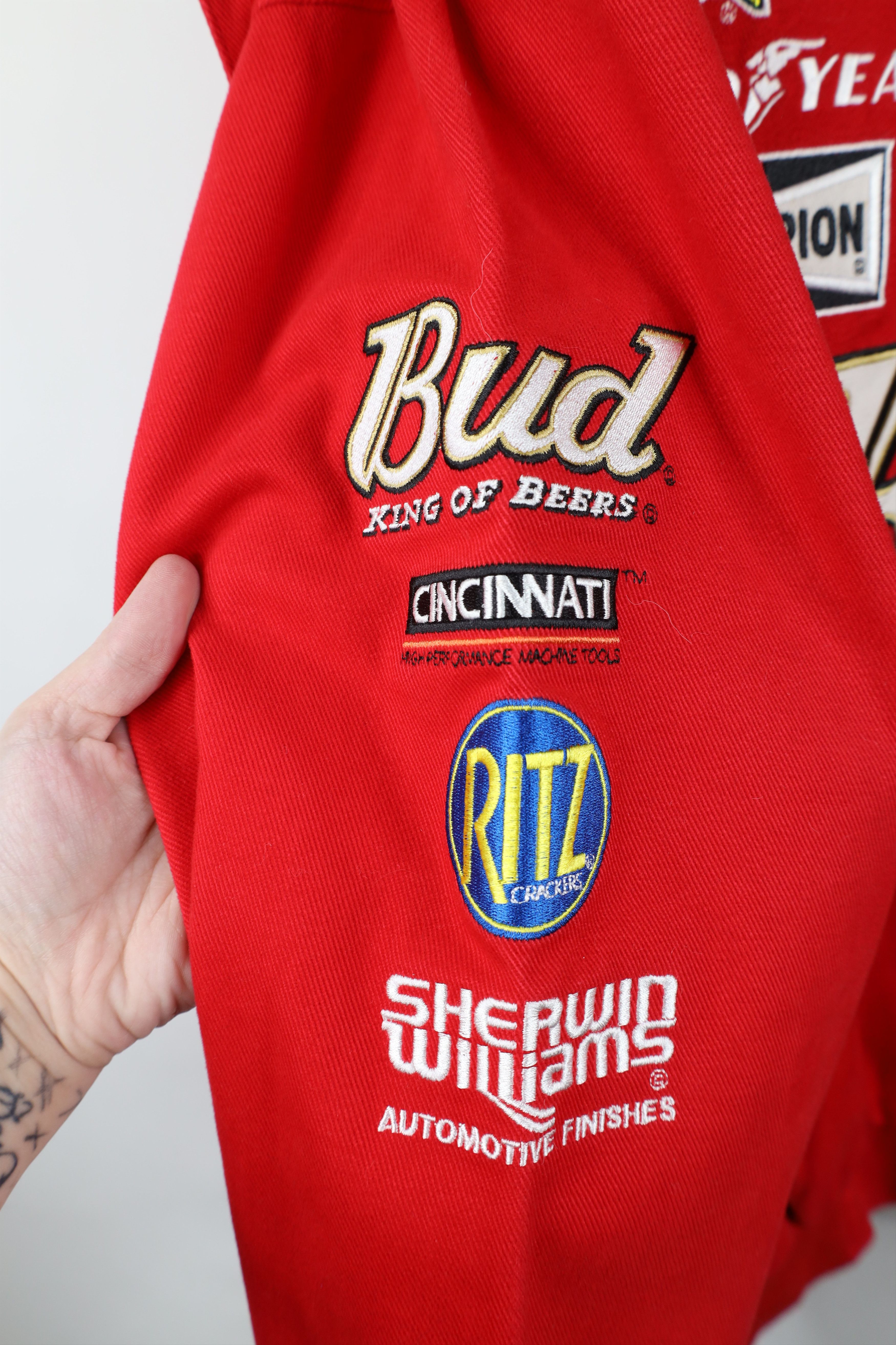 Vintage Deadstock Vintage NASCAR Jr Budweiser Pit Crew Jacket Red Size US XL / EU 56 / 4 - 10 Thumbnail