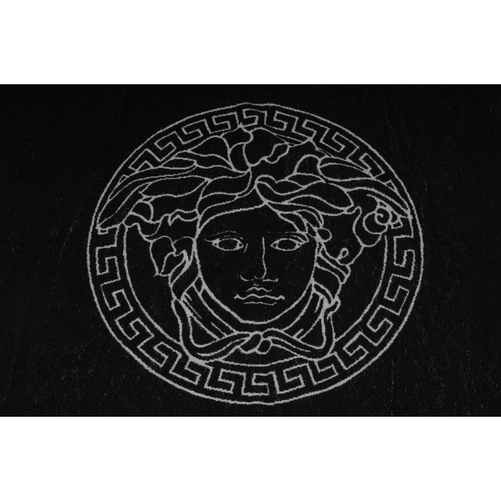 Versace Medusa Head Logo Greca Fringe Throw Blanket Black Size ONE SIZE - 2 Thumbnail