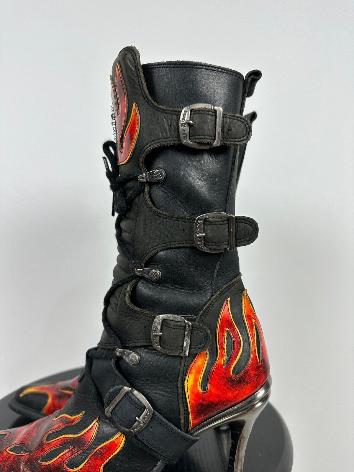 New Rock New Rock Flames Leather Heels Boots Y2K Size US 9 / IT 39 - 14 Thumbnail