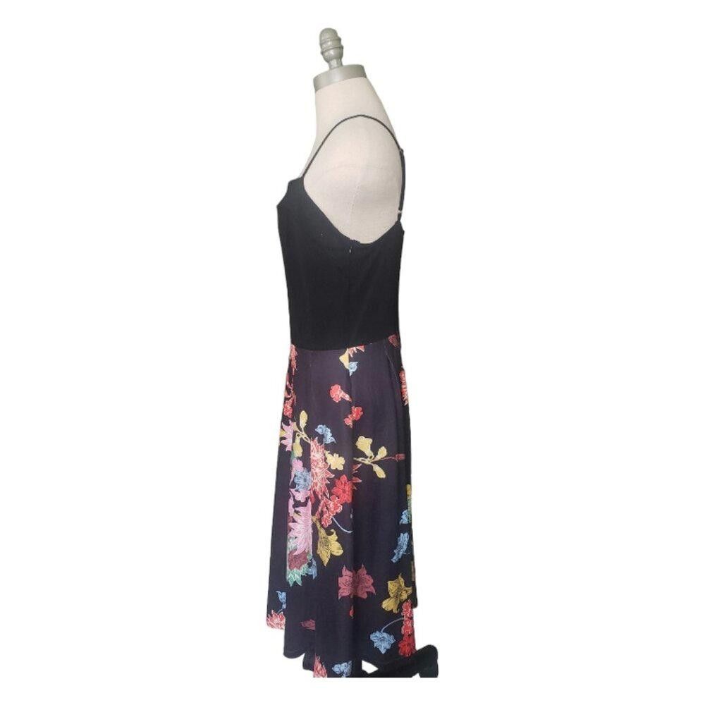 Designer CT1451 Yathon Black Floral Spaghetti Strap Dress Size L / US 10 / IT 46 - 2 Thumbnail