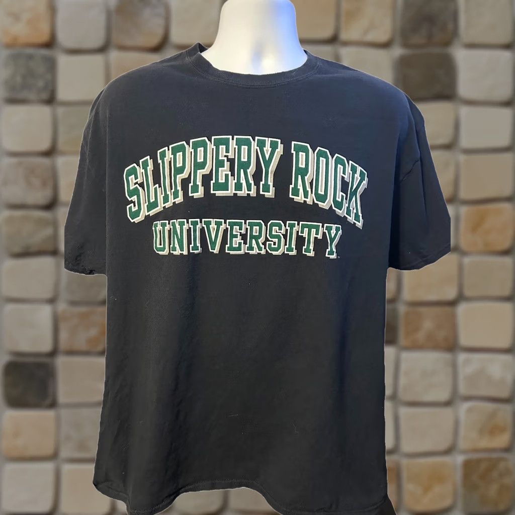 Sunray Sportswear Vintage Slippery Rock University Shirt Men XL Black Arch Spell Out Short Sleeve Rock Size US XL / EU 56 / 4 - 1 Thumbnail