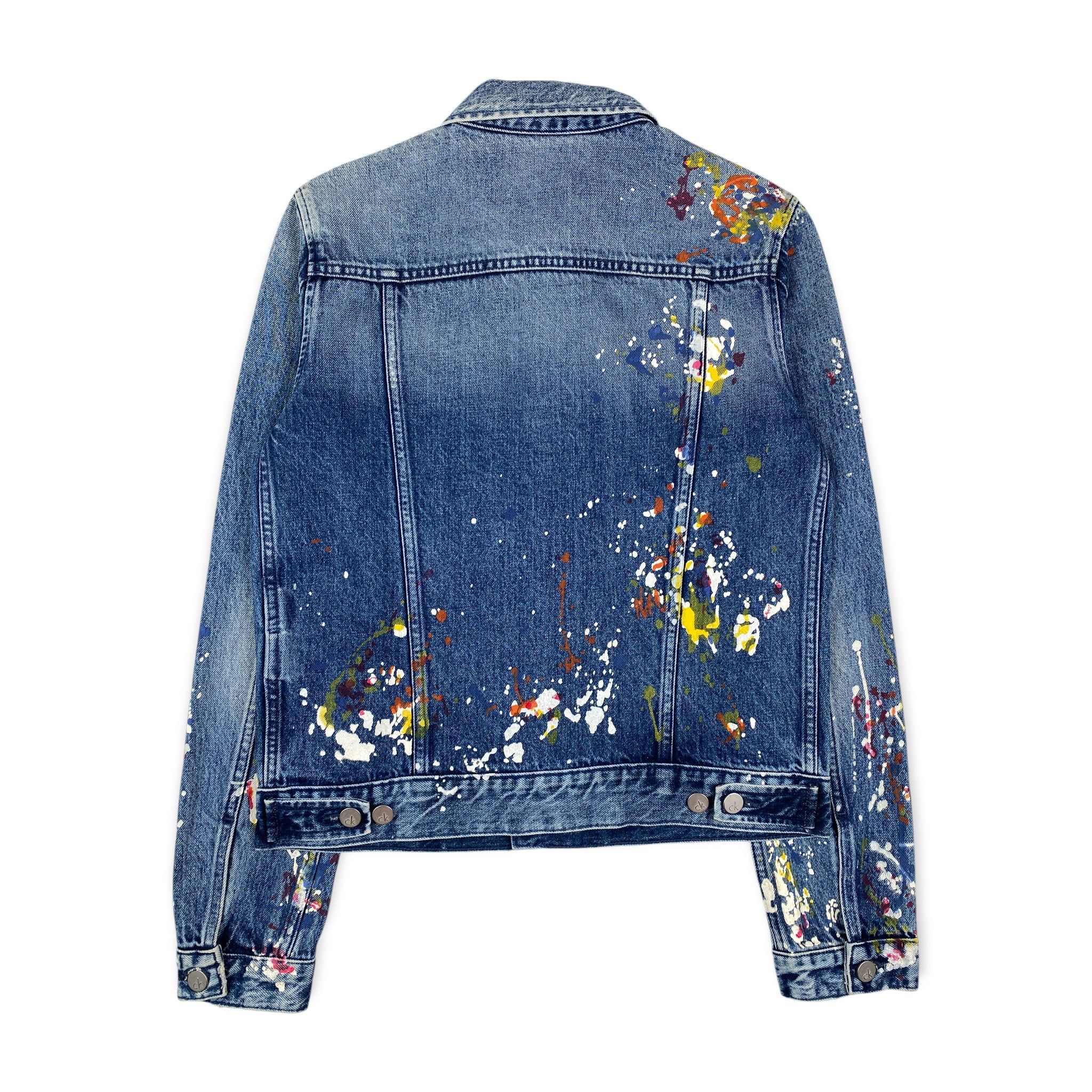 Calvin Klein Raf Simons 2014 Paint Splattered Denim Jacket Size US M / EU 48-50 / 2 - 2 Thumbnail