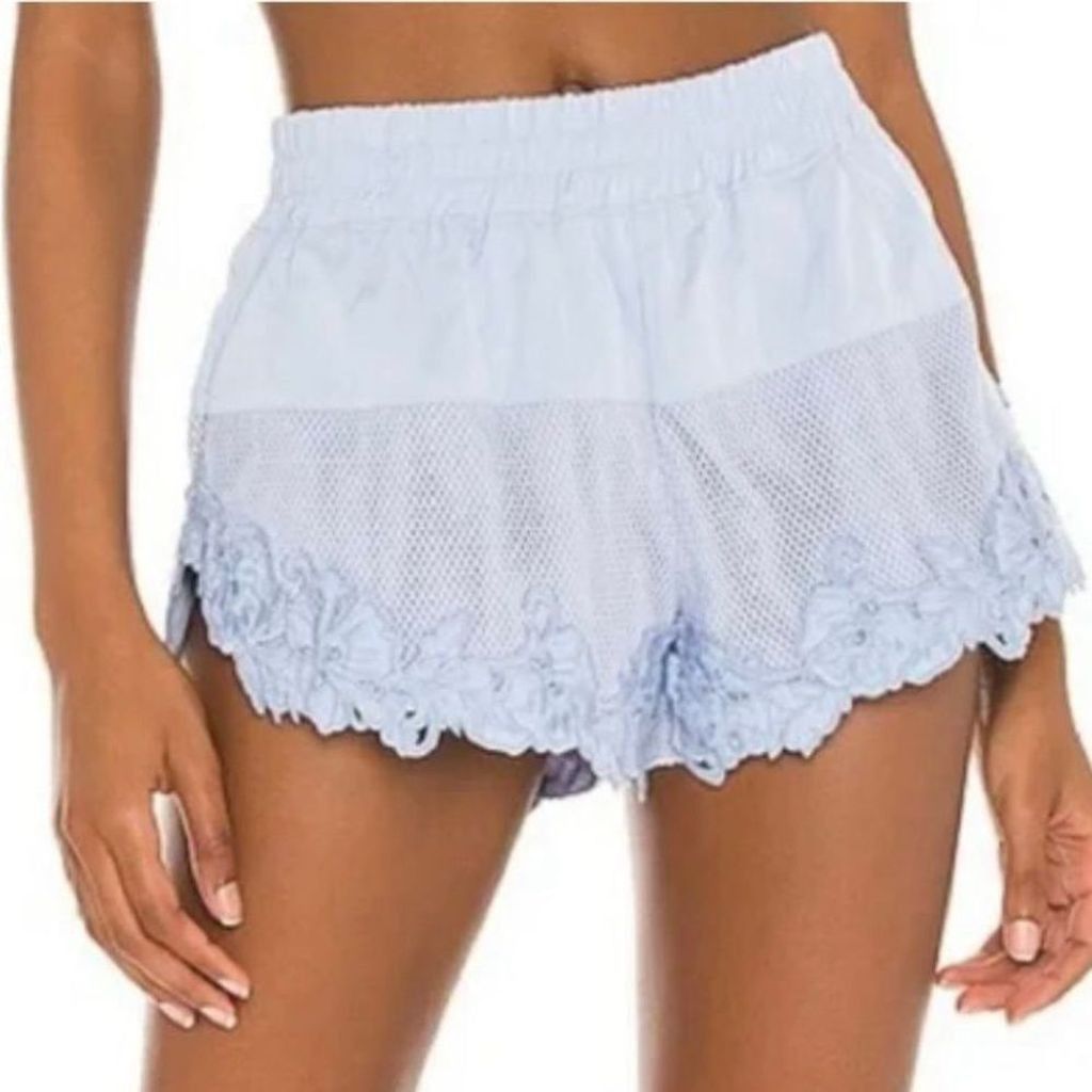Free People Lace Trim Blue Mesh Shorts Womens Free People Size Large New Size 32" / US 10 / IT 46 - 2 Thumbnail