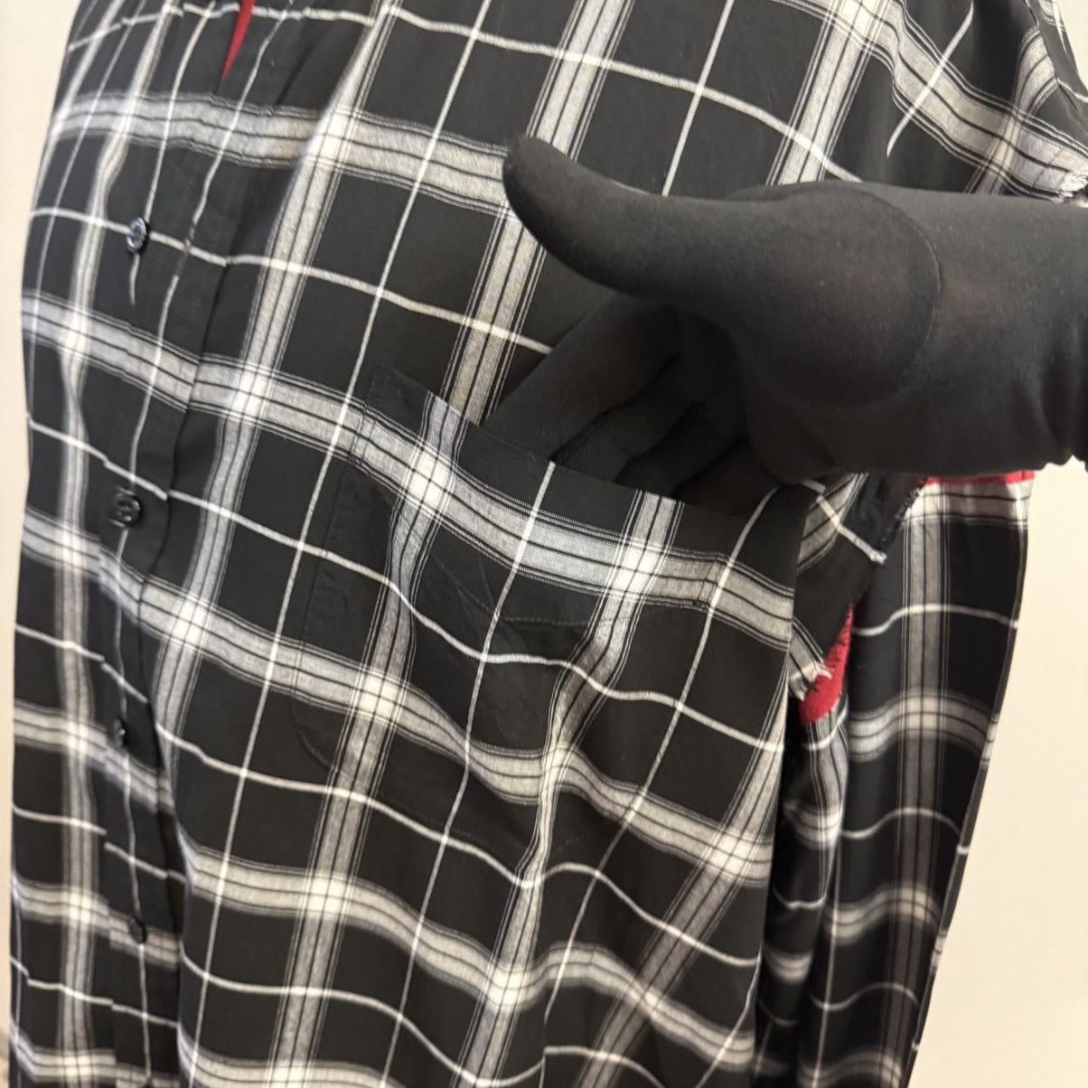 Balenciaga Balenciaga 2018 Layered Hybrid Shirt Plaid + Red Tee Size US M / EU 48-50 / 2 - 11 Thumbnail