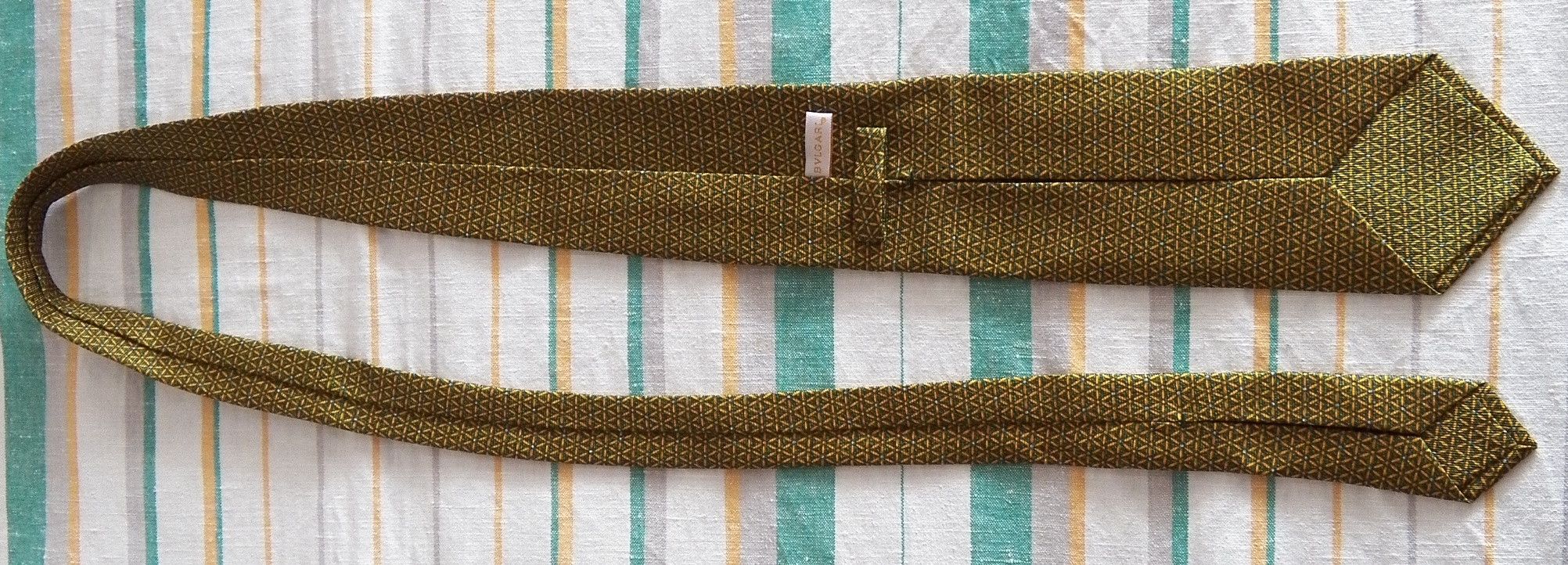 Bvlgari Bvlgari Silk Necktie green yellow geometrical floral Bulgari Size ONE SIZE - 5 Thumbnail