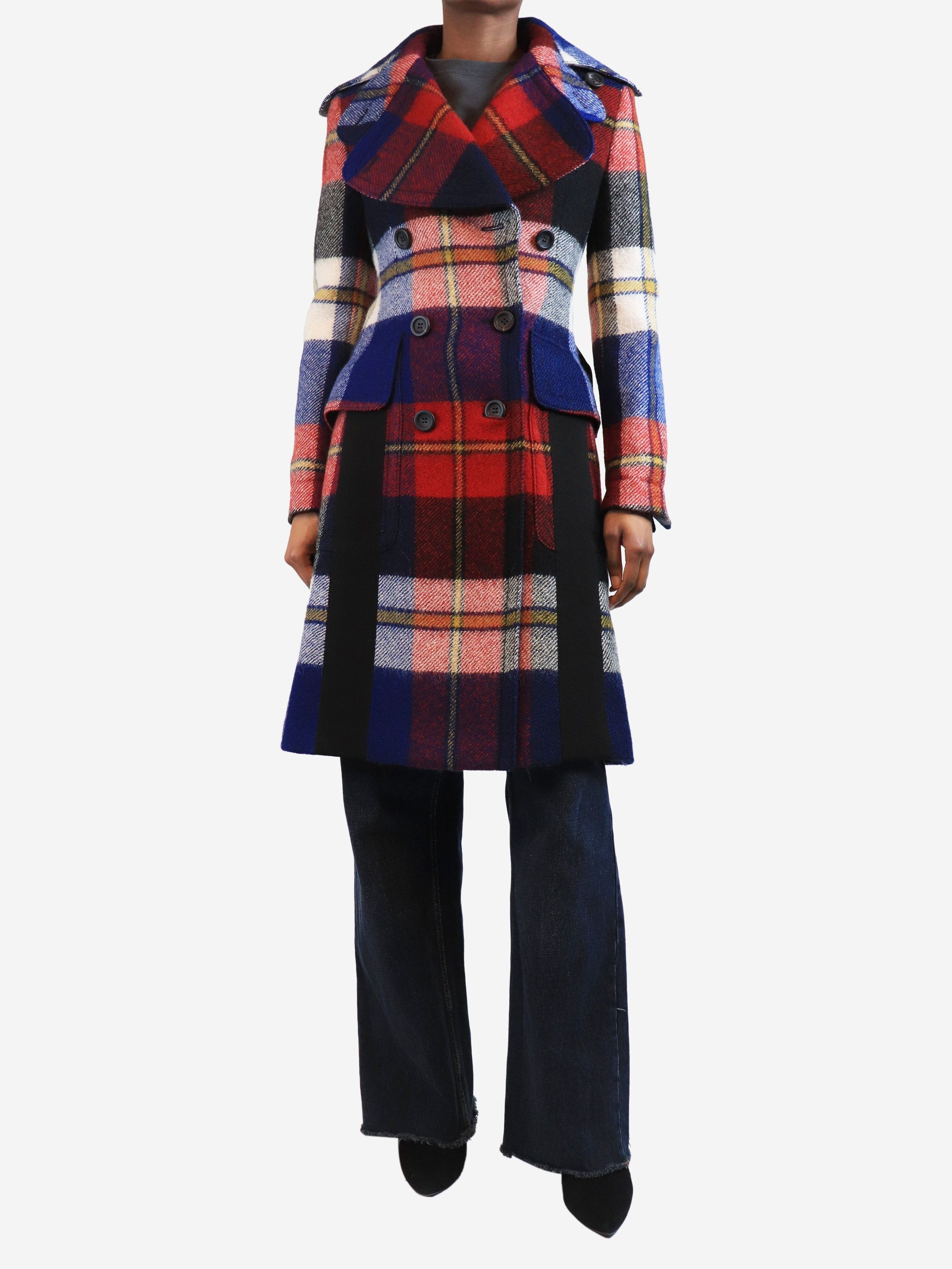 Prada Red plaid wool trench coat - UK 6 Size XS / US 0-2 / IT 36-38 - 1 Thumbnail