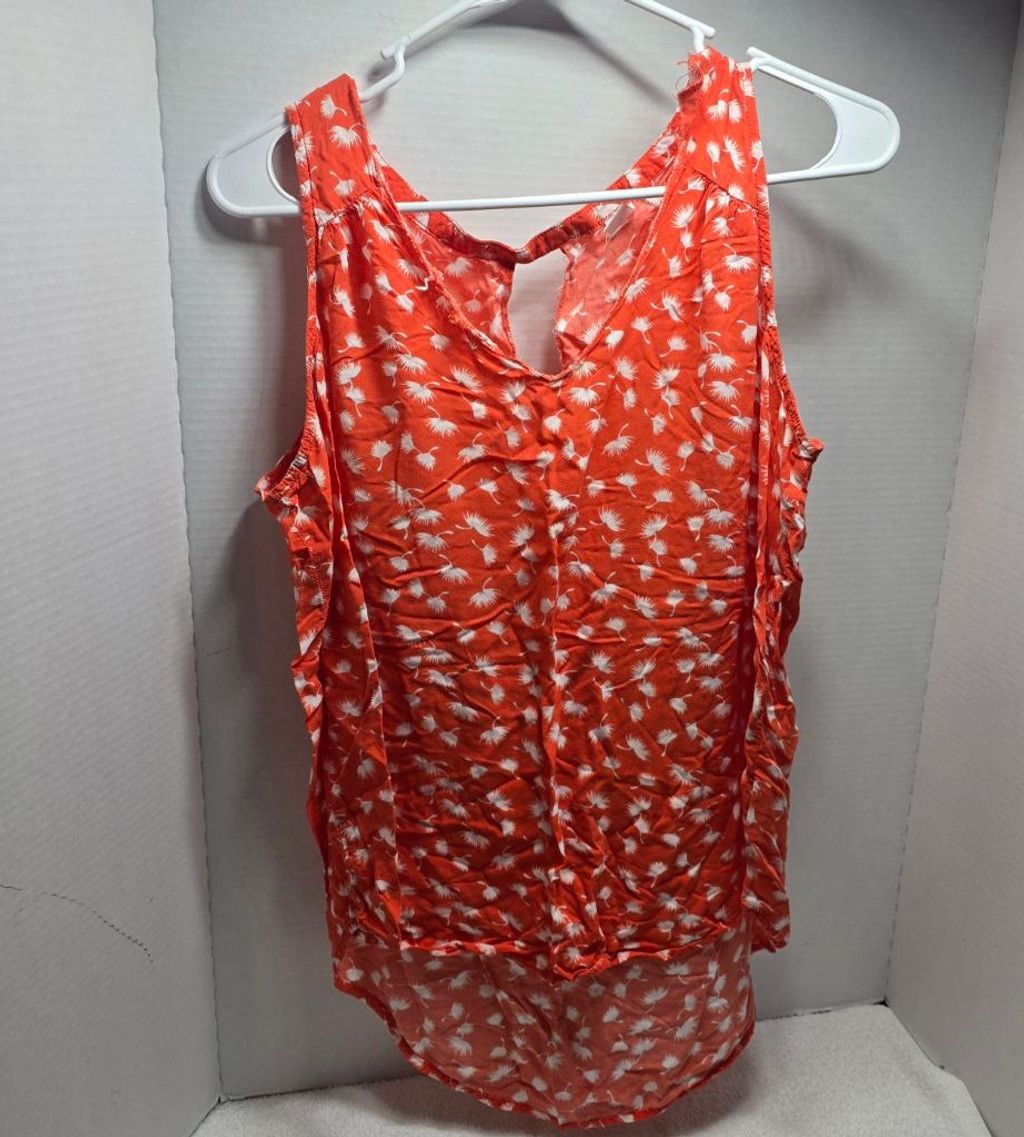Old Navy Women's Old Navy Orange & White Floral Tank Top XL Size XL / US 12-14 / IT 48-50 - 1 Thumbnail