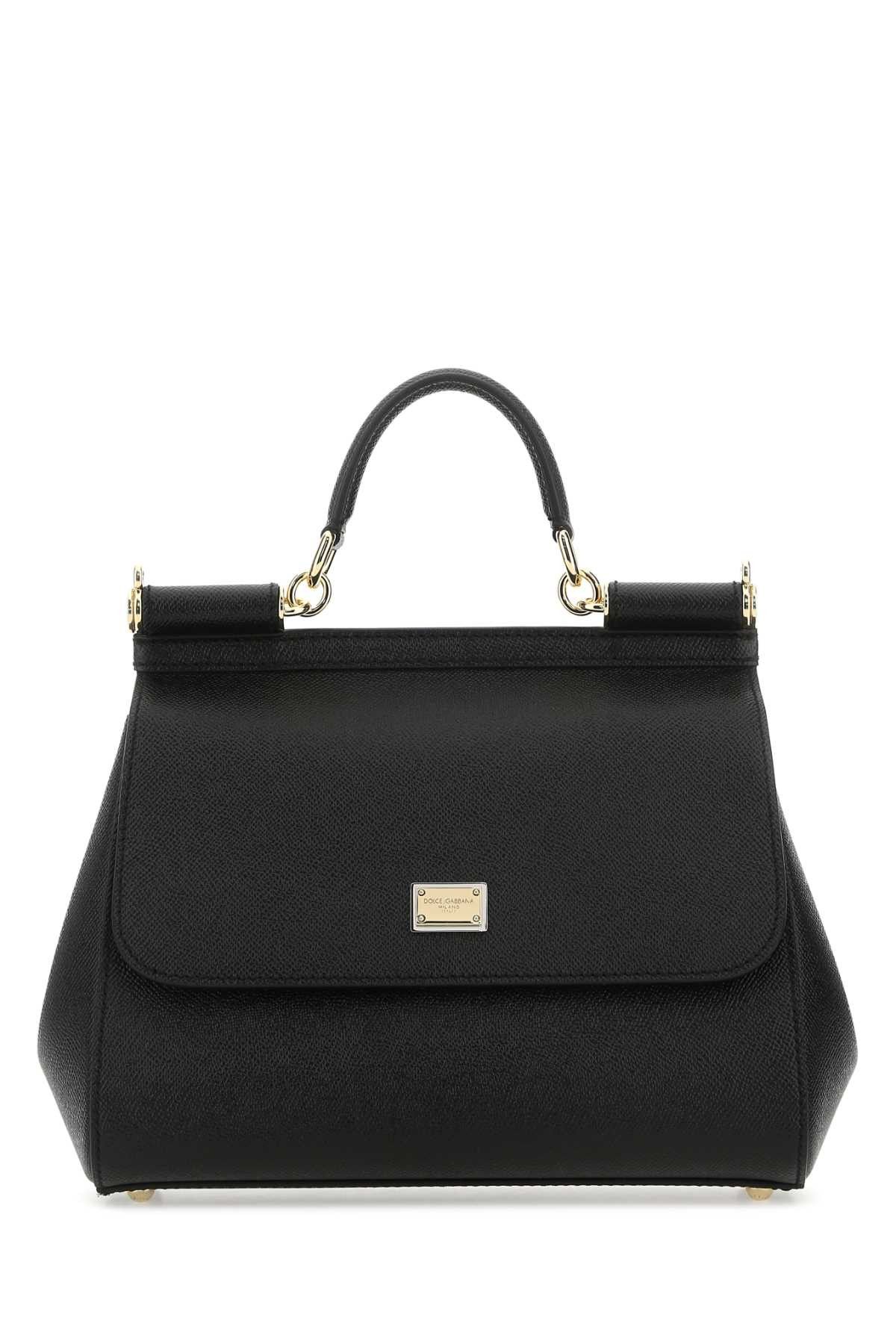 Dolce & Gabbana Black Leather Medium Sicily Handbag Size ONE SIZE - 1 Thumbnail