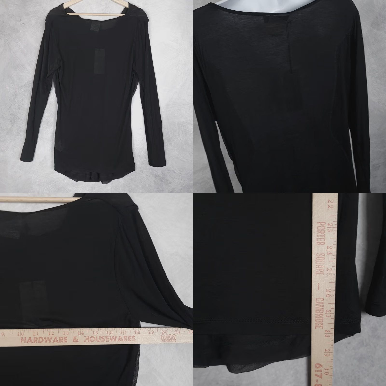 Vintage RENE LEZARD Tunic Women 42 Black Sheer Cowl Neck Lyocell Silk Flowy Tunic Size M / US 6-8 / IT 42-44 - 10 Thumbnail