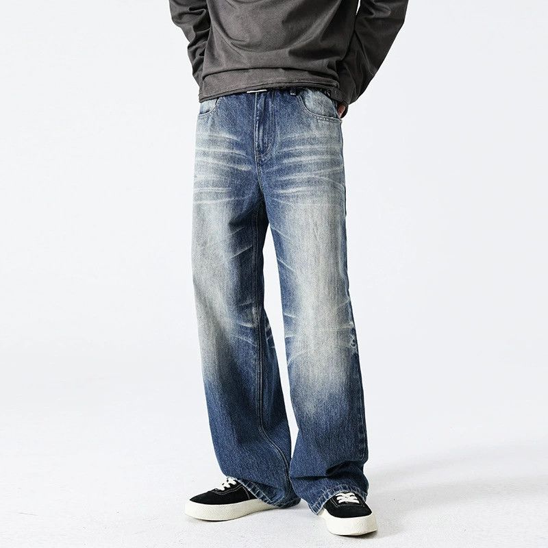 Vintage American Distressed Whiskered Loose-Fit Straight-Leg Jeans Size US 32 / EU 48 - 2 Thumbnail
