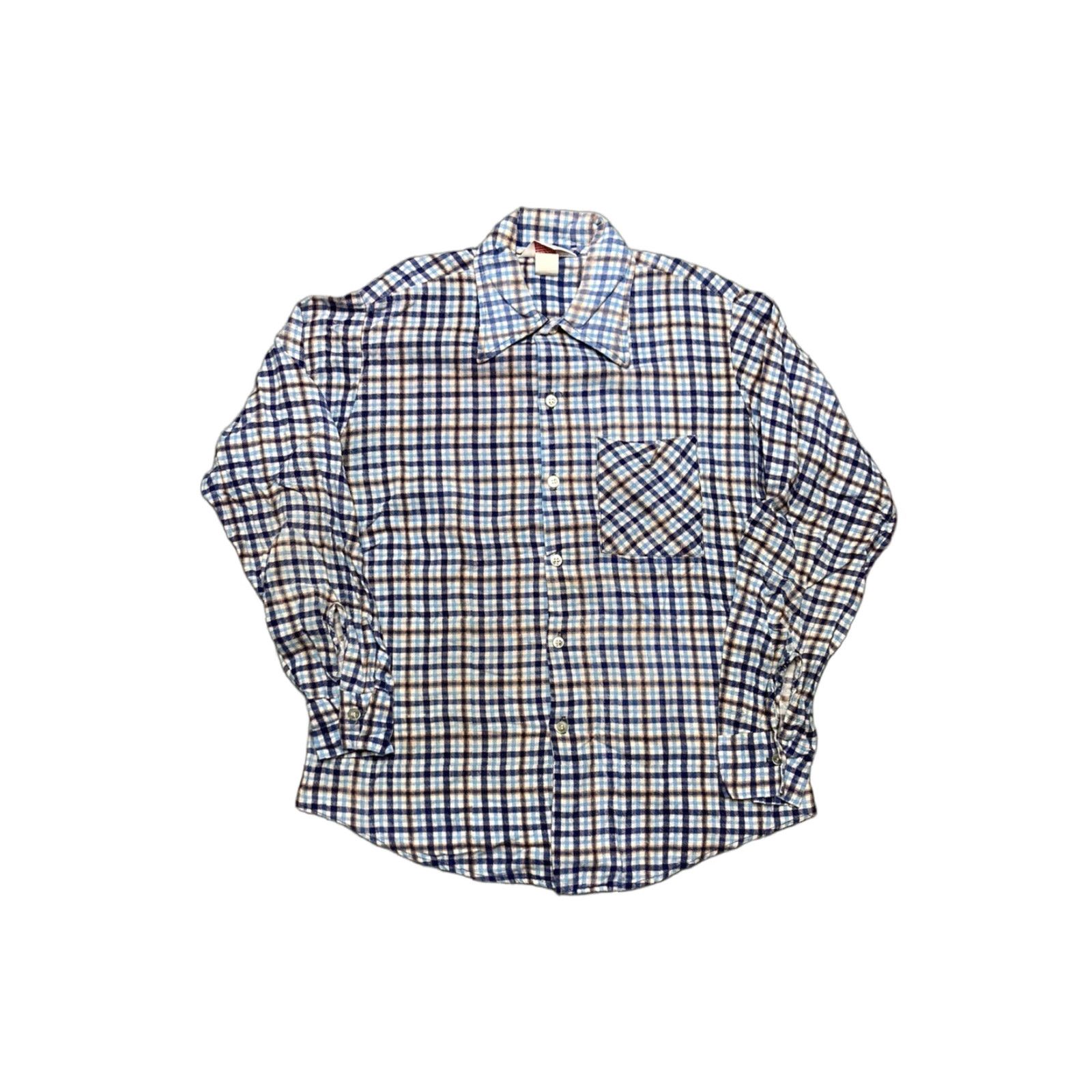 Vintage VINTAGE 70s 80s flannel shirt perma pressed cotton plaid checkered medium Blue Mens Long Sleeve Button-Up M Size US M / EU 48-50 / 2 - 1 Thumbnail