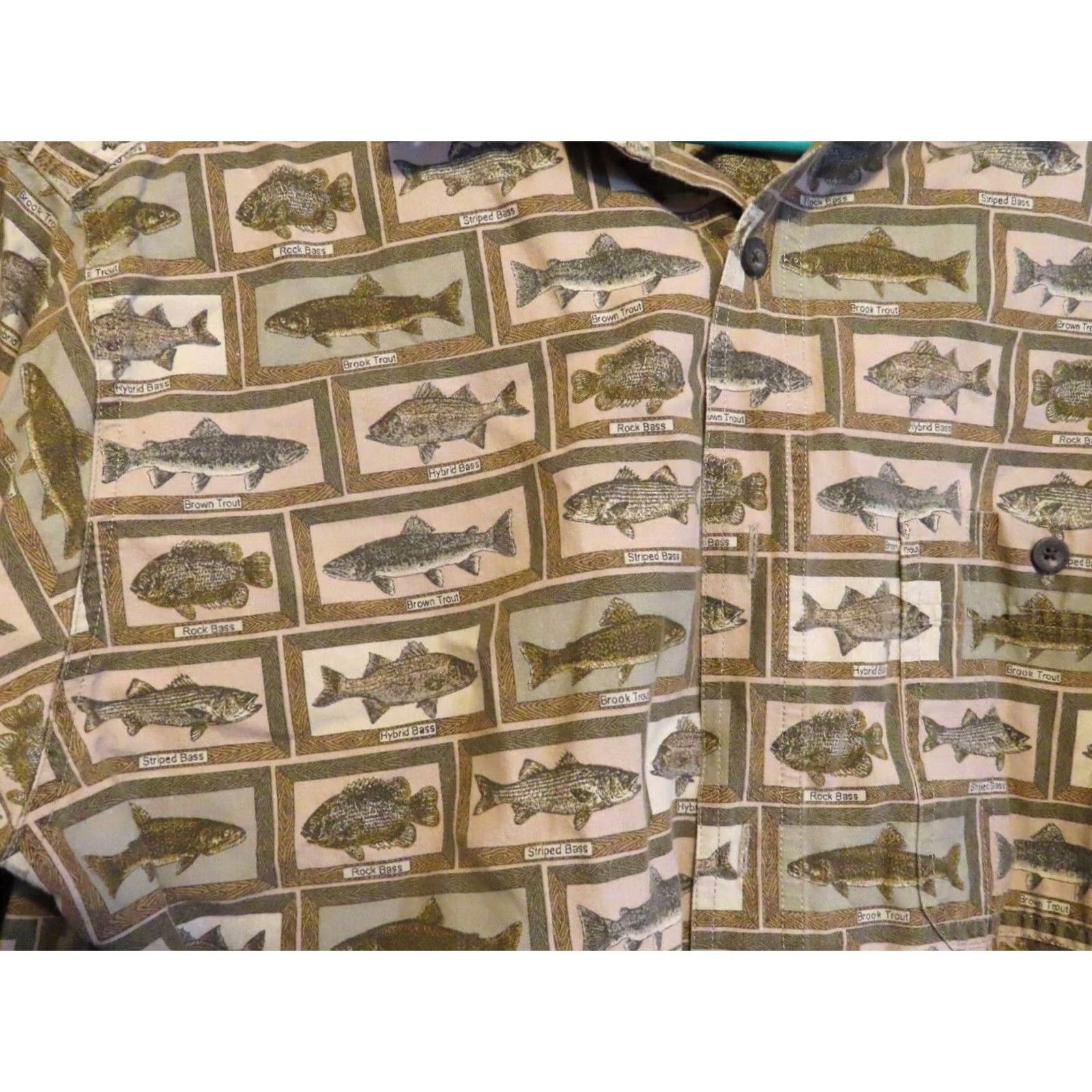 Vintage Woolrich Button-Up Shirt Long Sleeve Beige Graphic Fish Bison Fall Spring Summer Winter Men Size L Regular Modern Vintage: No Size US L / EU 52-54 / 3 - 2 Thumbnail