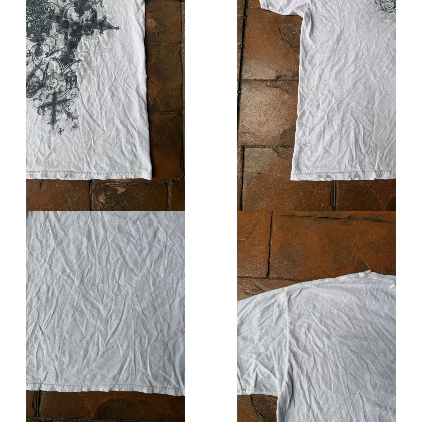 Gildan VINTAGE Y2K Skull Crosses Affliction Style T-Shirt XL White Gildan Crew Neck Short Sleeve Graphic Print Size US XL / EU 56 / 4 - 8 Thumbnail